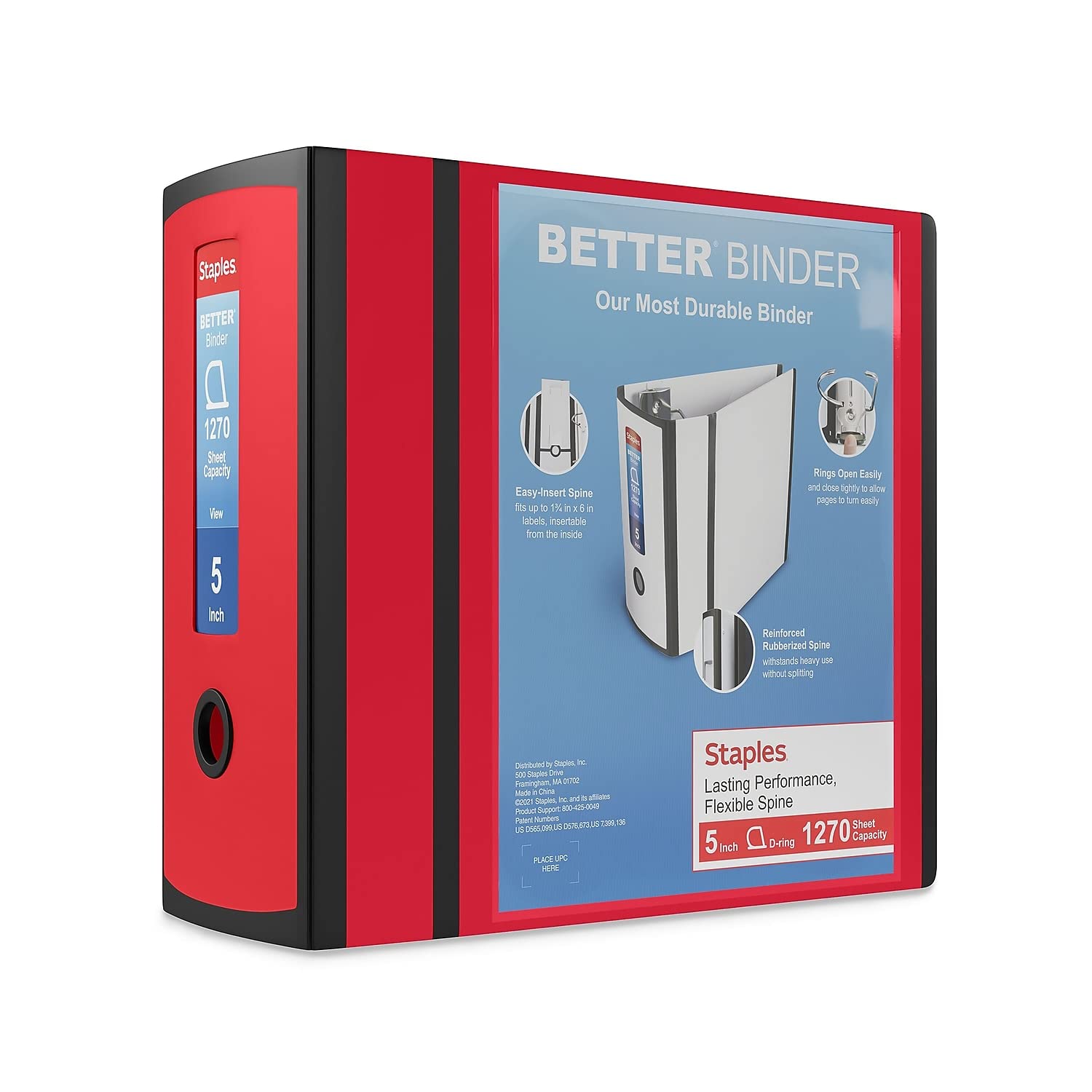 Anillo Binder Staples Better Red Con Capacidad Para 1000 Hojas Y 5 Cm - Venta Internacional. $884