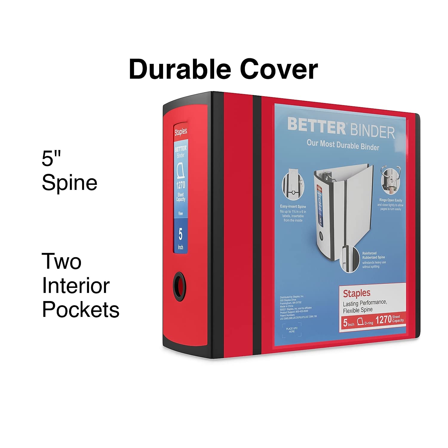 Foto 3 | Anillo Binder Staples Better Red Con Capacidad Para 1000 Hojas Y 5 Cm - Venta Internacional.