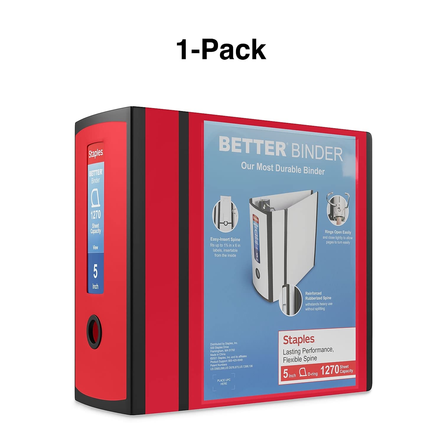 Foto 8 pulgar | Anillo Binder Staples Better Red Con Capacidad Para 1000 Hojas Y 5 Cm - Venta Internacional.