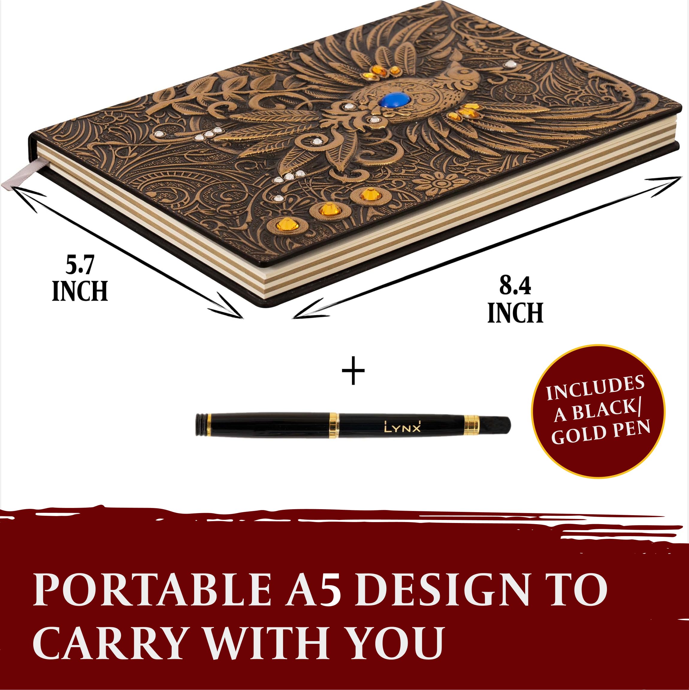 Foto 4 pulgar | Libreta Dnd Lynx De 200 Páginas Con Tapa 3d Dorada En Forma De Fénix - Venta Internacional.