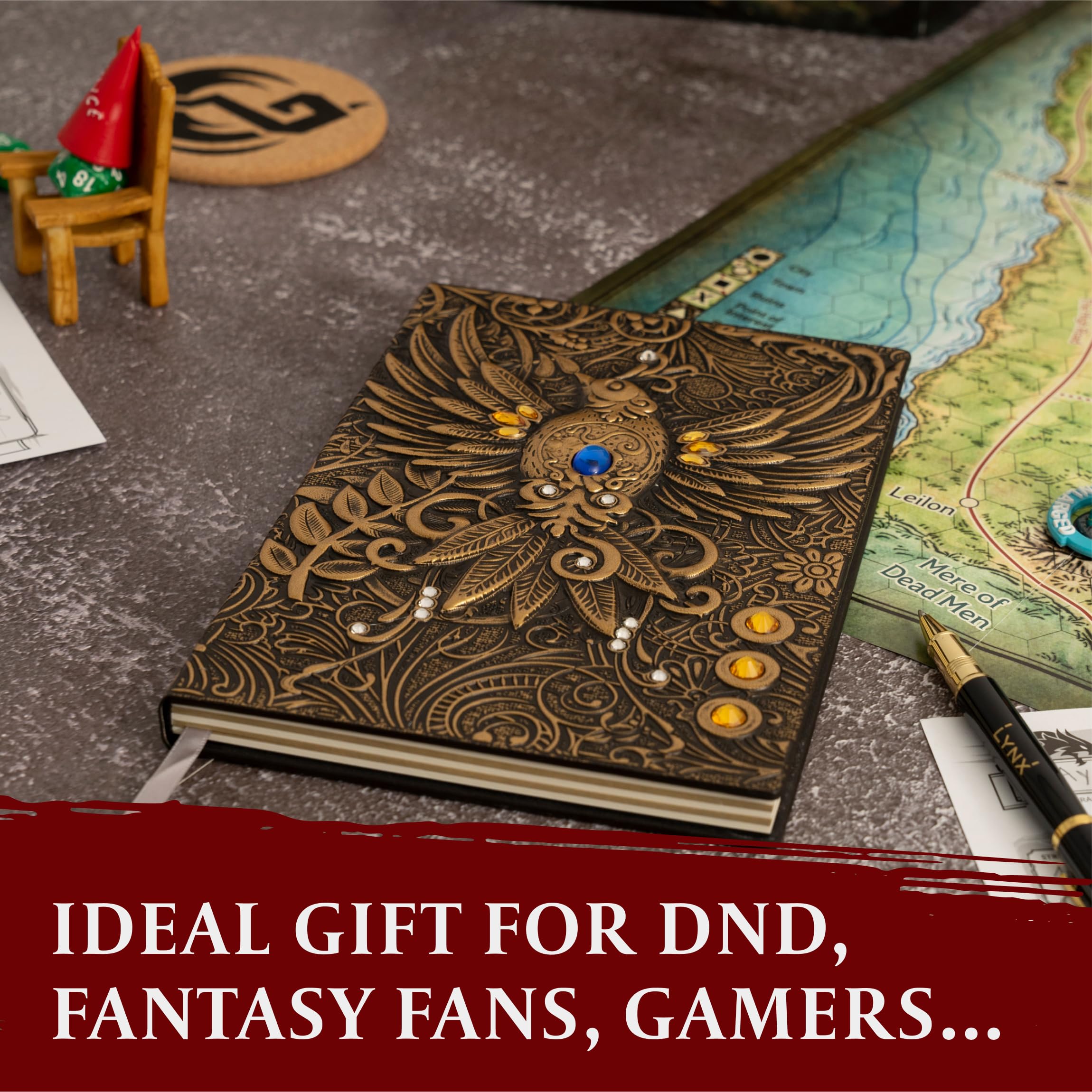 Foto 7 pulgar | Libreta Dnd Lynx De 200 Páginas Con Tapa 3d Dorada En Forma De Fénix - Venta Internacional.