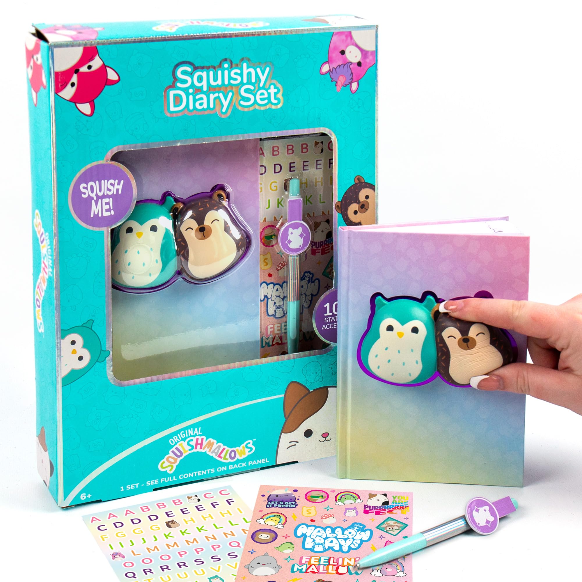 Set De Diario Squishmallows Original Squishy De 5 X 7 Pulgadas Con Pegatinas Y Bolígrafo - Venta Internacional.