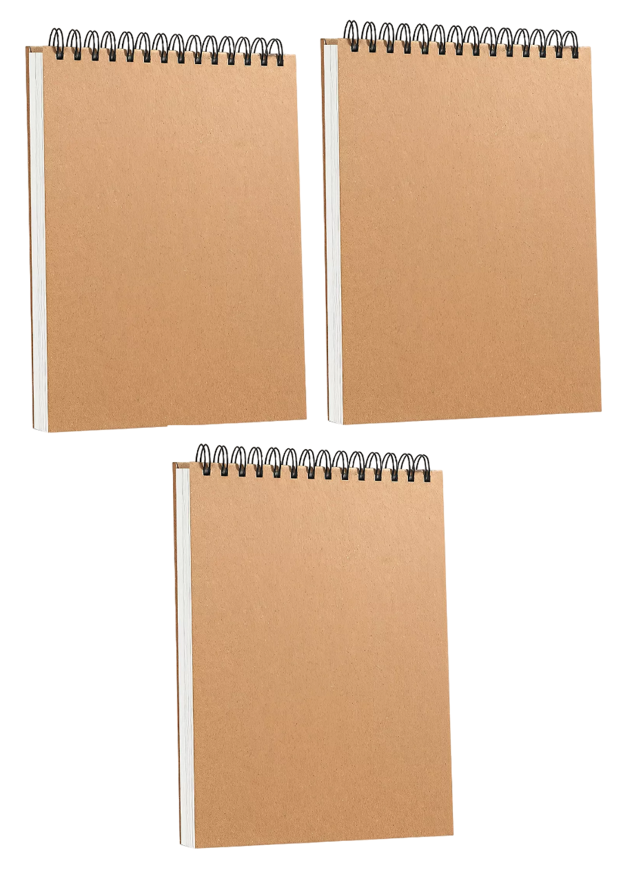 Cuaderno Dibujo O Acuarela Cubierta De Papel Kraft 3 Pcs