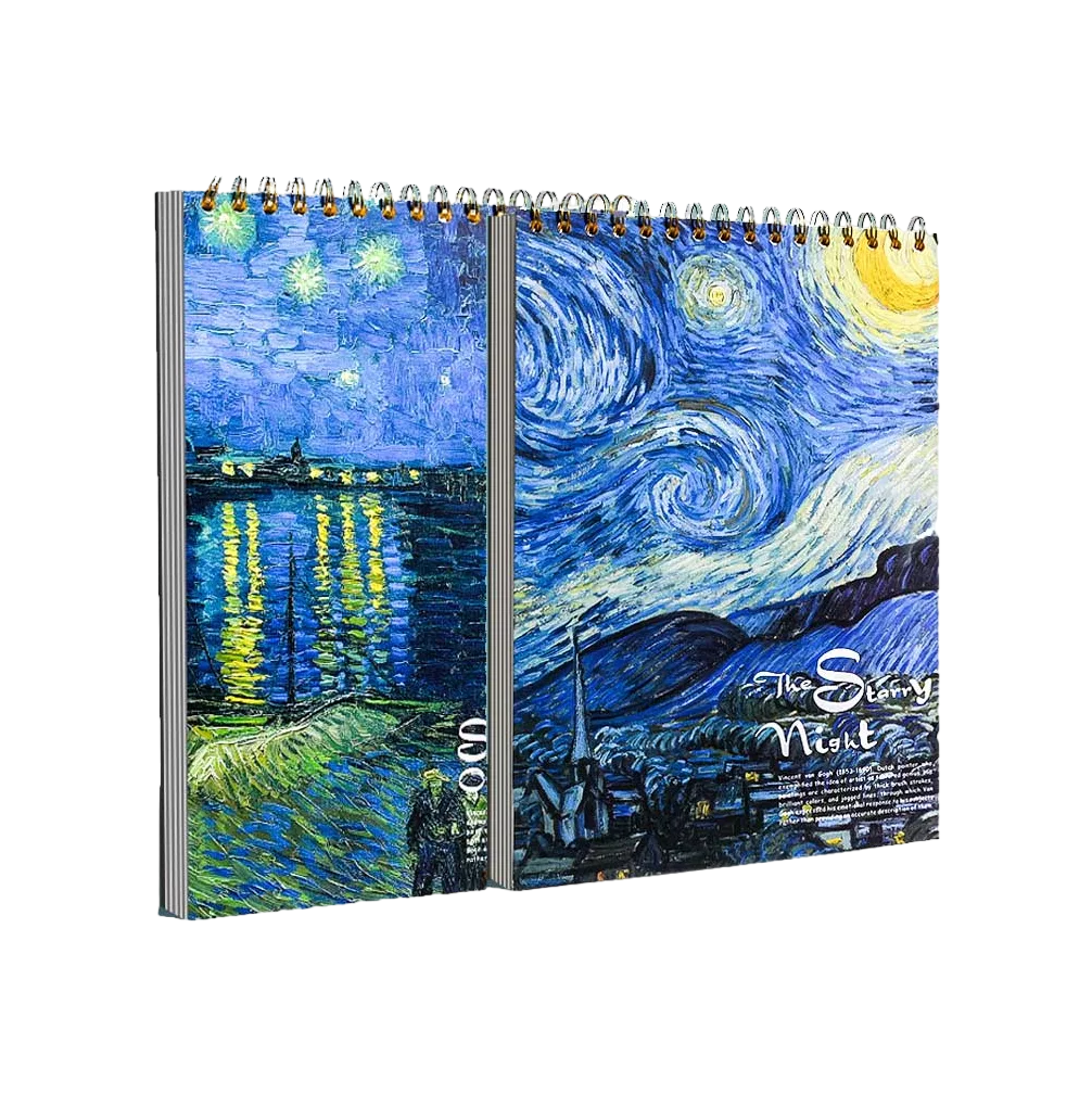 Foto 2 pulgar | Cuaderno La Noche Estrellada Tapa Pintura O Acuarela 2 Pzs Azul Cielo