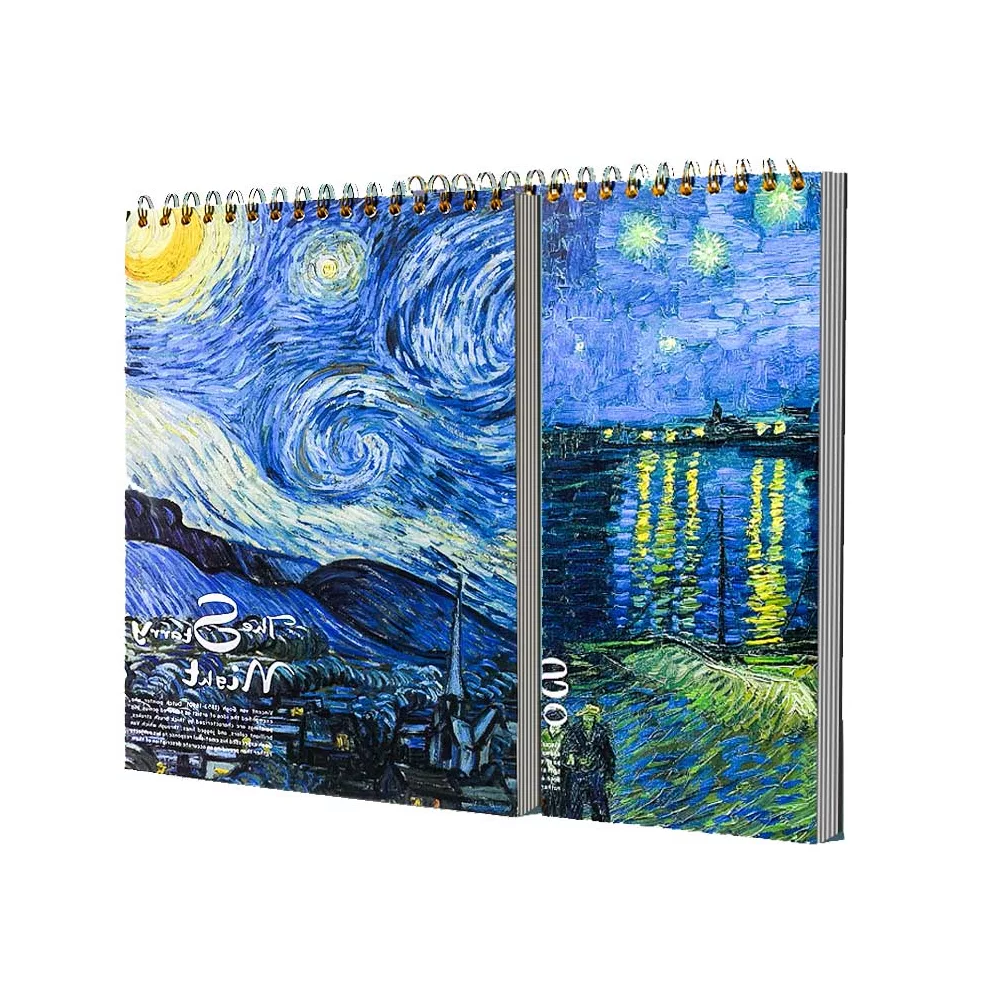 Foto 4 pulgar | Cuaderno La Noche Estrellada Tapa Pintura O Acuarela 2 Pzs Azul Cielo