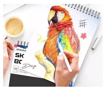 Foto 4 | Cuaderno De Boceto Y Dibujo,200 Hojas, 400 Páginas 2 Pzs Blanco