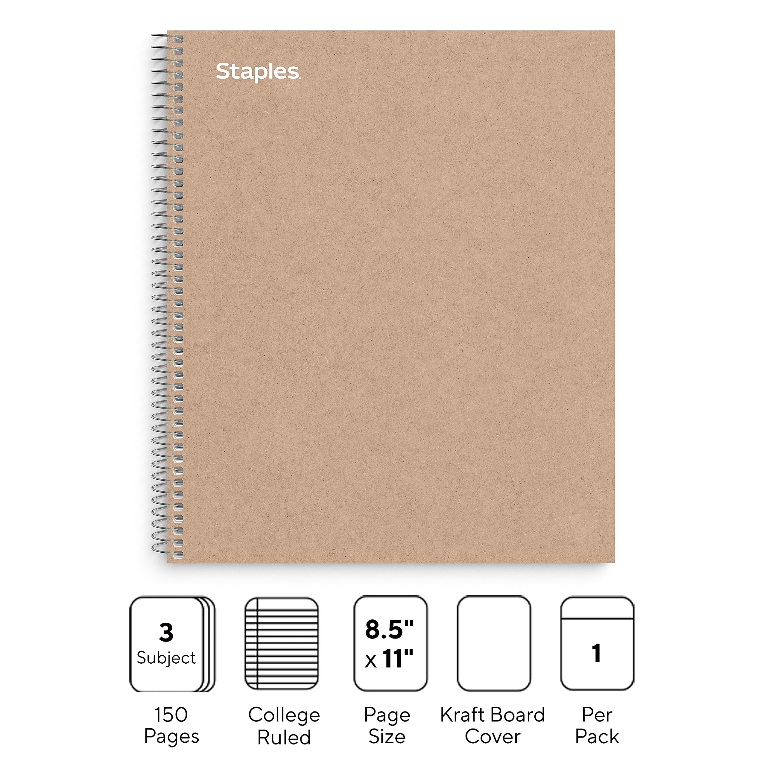 Foto 4 pulgar | Cuaderno Staples 3 Asignaturas - Venta Internacional