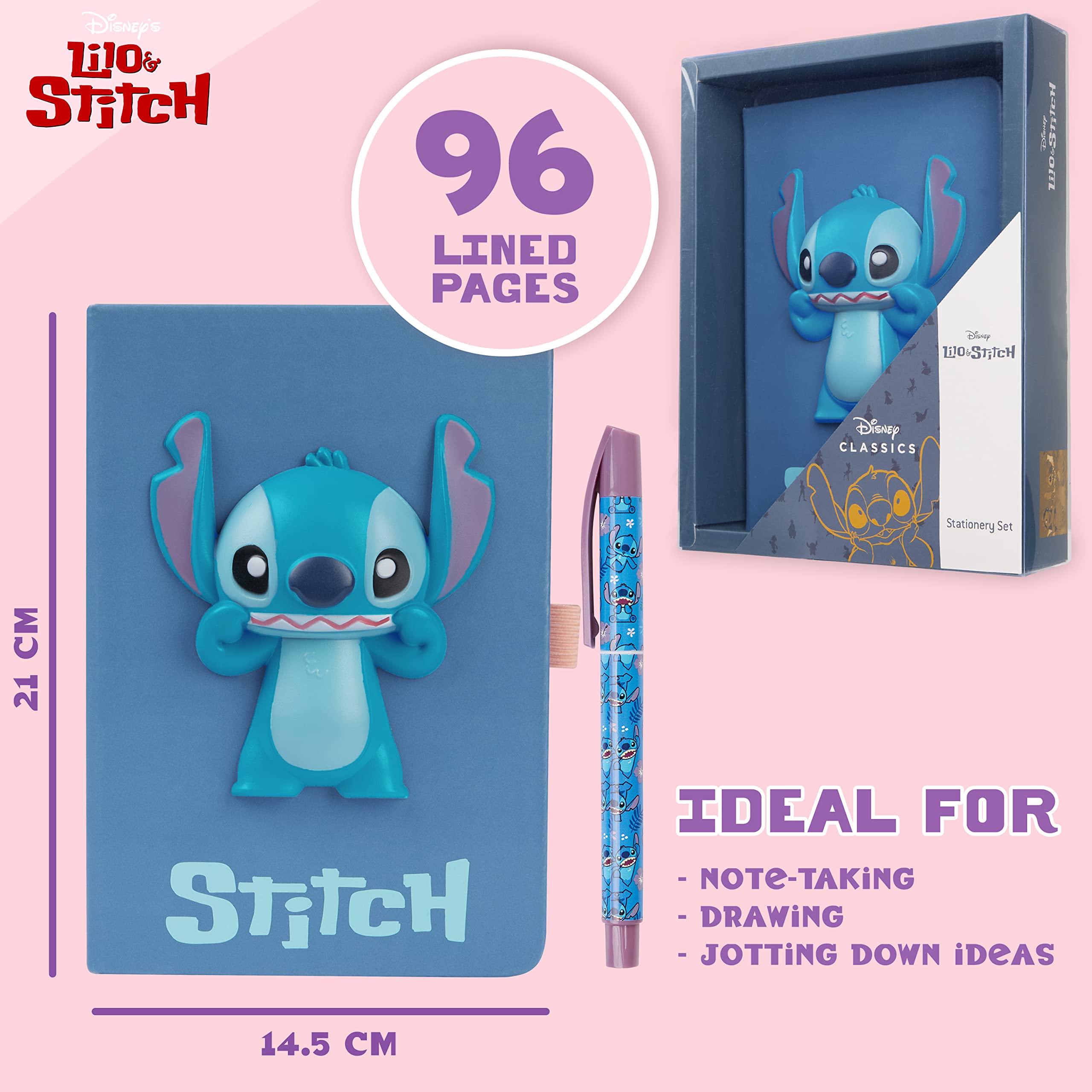 Foto 7 pulgar | Set De Papelería Disney Stitch A5 Con Cuaderno Y Bolígrafo Para Niñas - Venta Internacional.