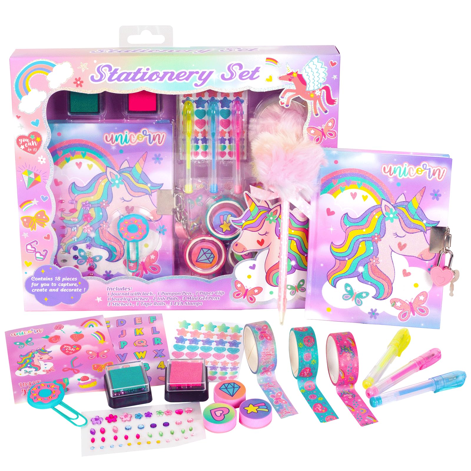 Foto 2 pulgar | Set De Papelería Yoytoo Unicorn Con Agenda Secreta Para Niñas De 4 A 12 Años - Venta Internacional.