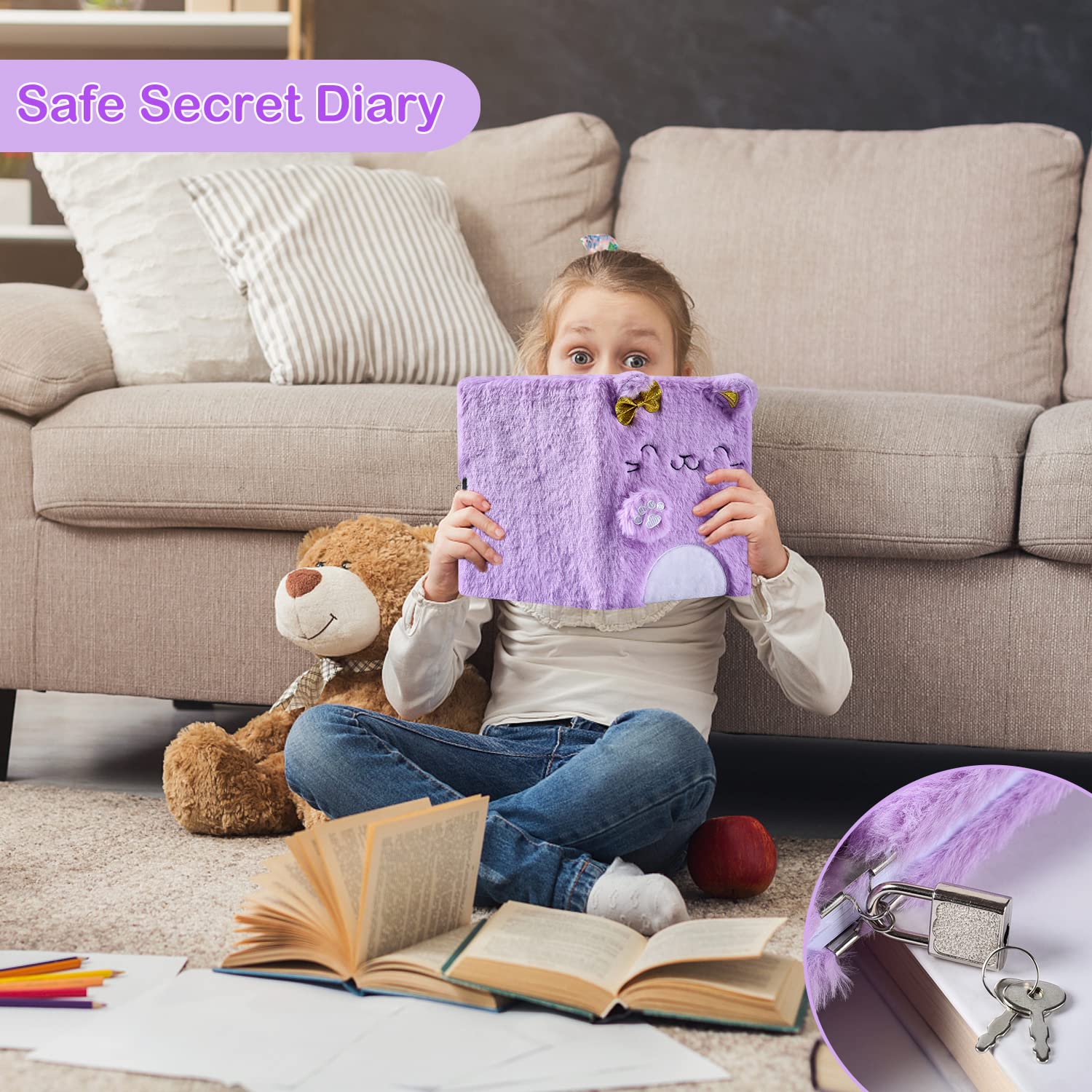 Foto 3 pulgar | Agenda Pjdrllc Para Niñas Con Candado Y Llaves, Cuaderno A5 Con Bolígrafo - Venta Internacional.