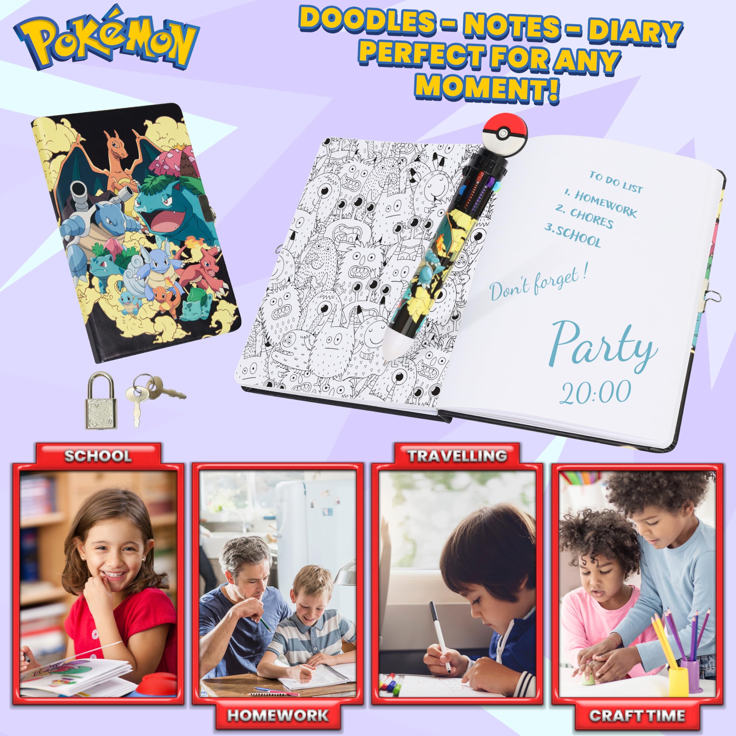 Foto 5 pulgar | Set de Artículos de Papelería Pokémon Kids Diary con Cuaderno - Venta Internacional