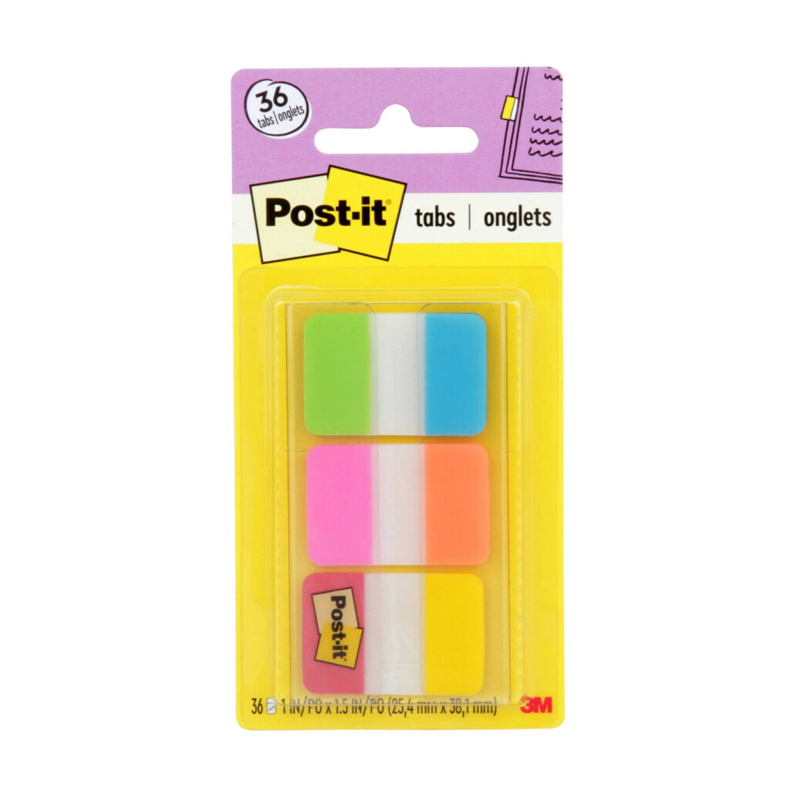 Foto 2 pulgar | Tabs Post-it, 2,54 Cm, Sólido, Aguamarina, Amarillo, Rosa, Rojo, Verde Y Naranja - Venta Internacional.