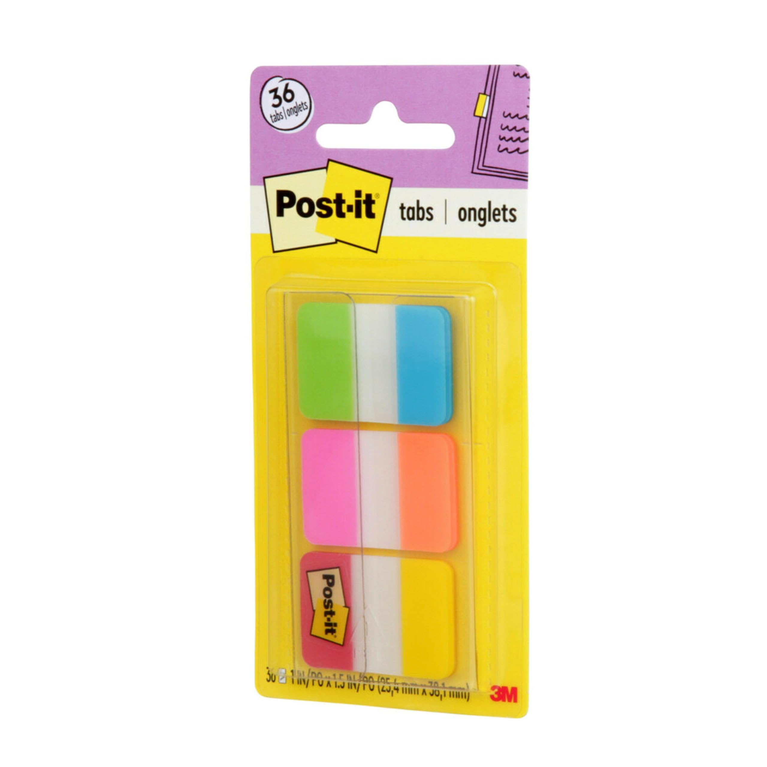 Foto 4 pulgar | Tabs Post-it, 2,54 Cm, Sólido, Aguamarina, Amarillo, Rosa, Rojo, Verde Y Naranja - Venta Internacional.