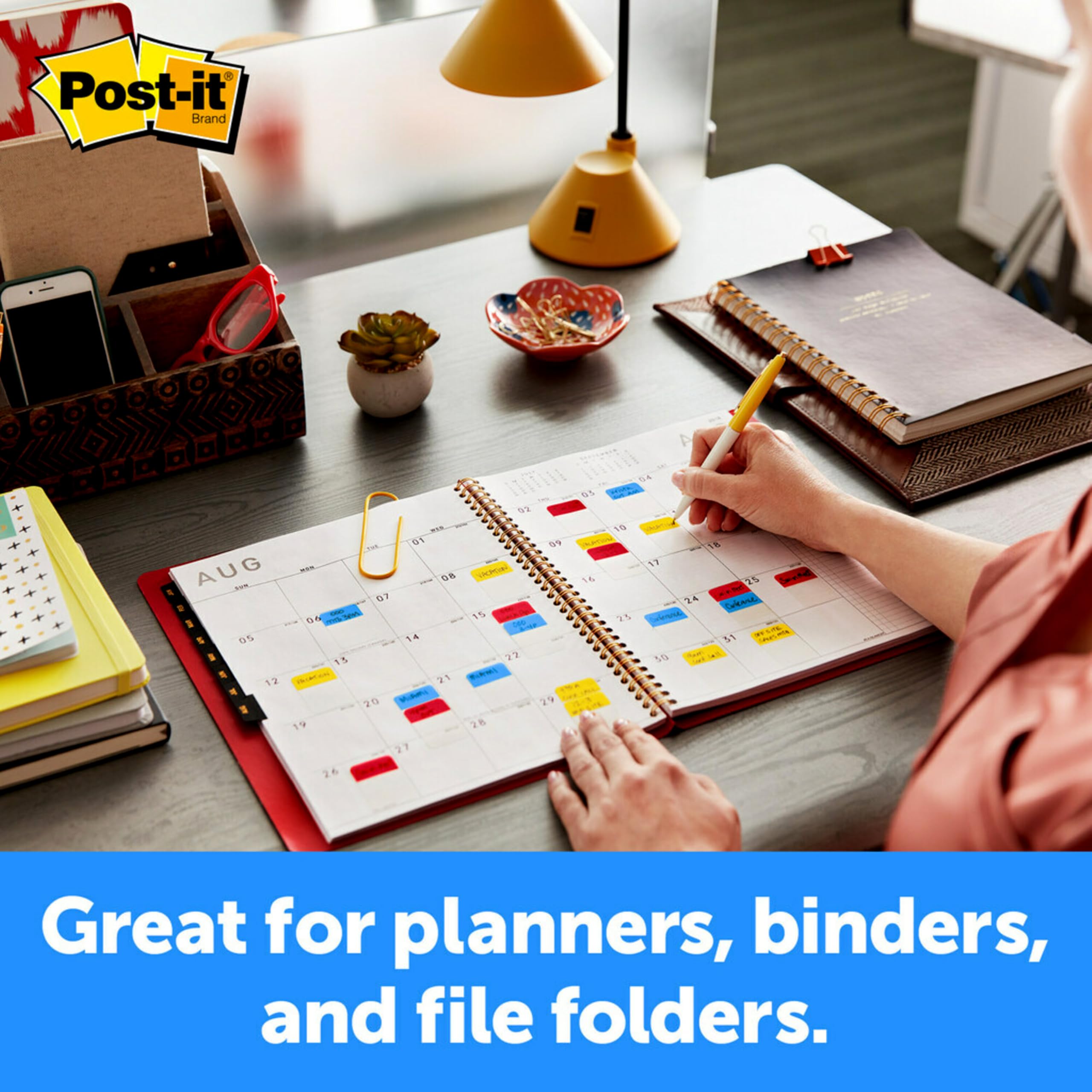 Foto 5 | Tabs Post-it, 2,54 Cm, Sólido, Aguamarina, Amarillo, Rosa, Rojo, Verde Y Naranja - Venta Internacional.