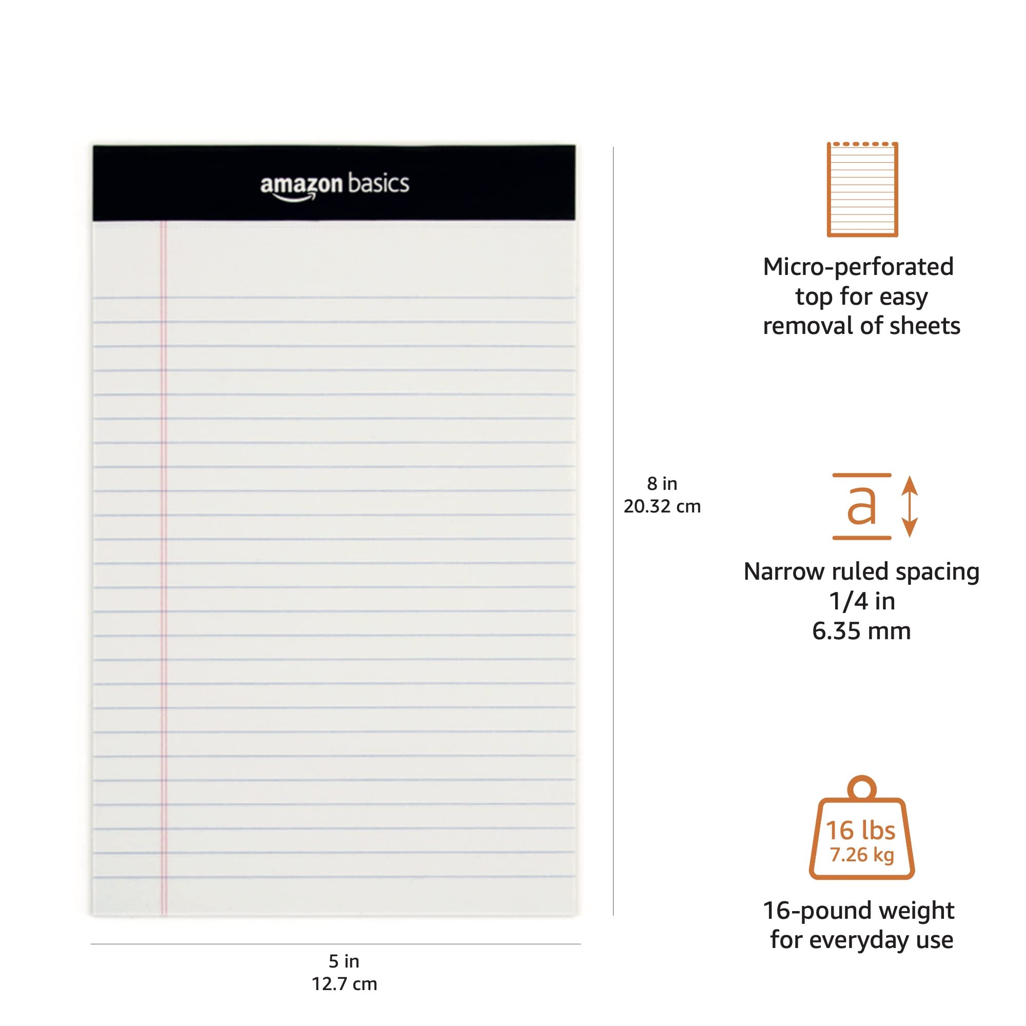 Foto 4 pulgar | Bloc de Notas Amazon Basics con Rayas Estrechas 72 Hojas - Venta Internacional