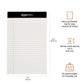 Foto 3 | Bloc de Notas Amazon Basics con Rayas Estrechas 72 Hojas - Venta Internacional