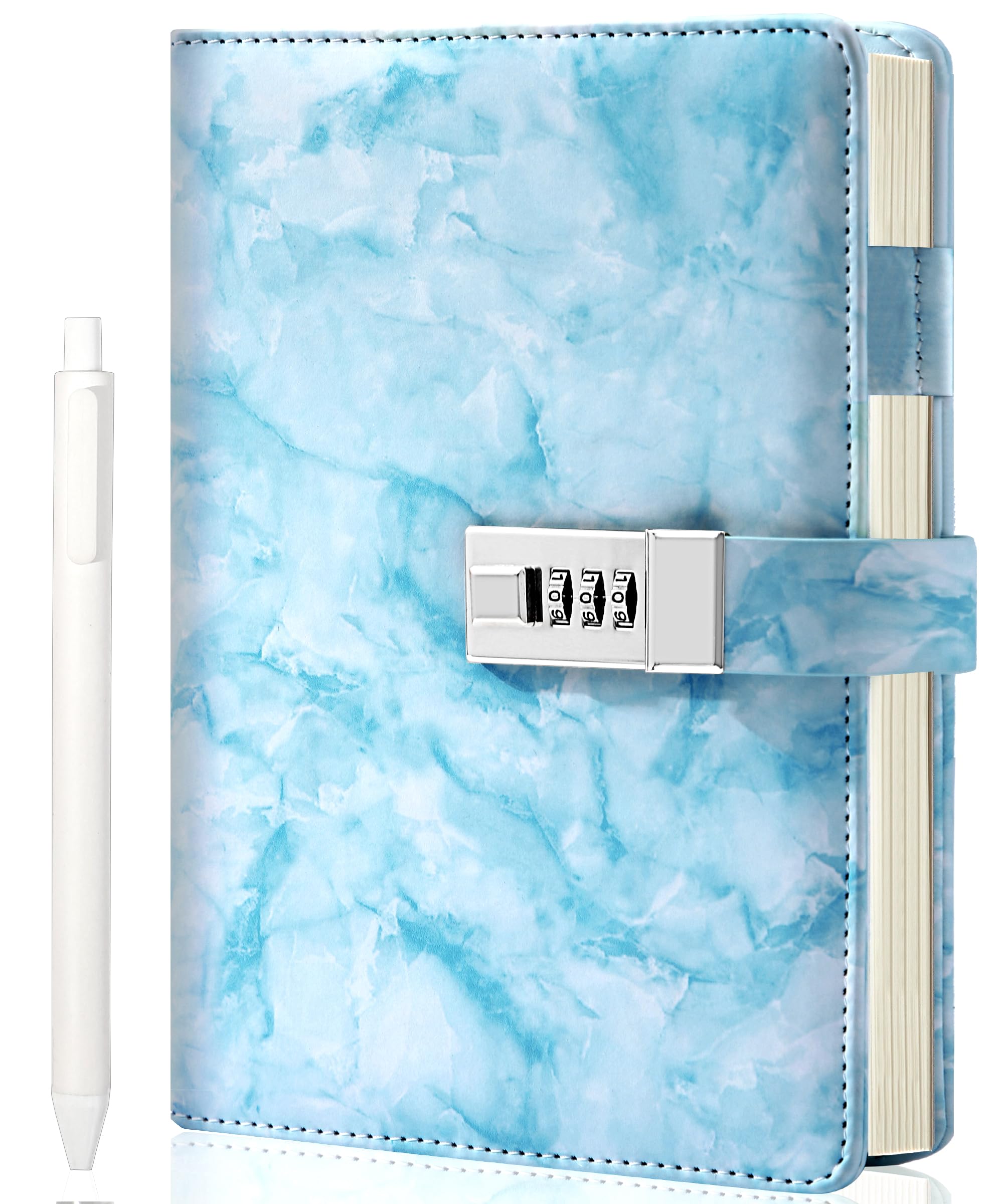 Foto 2 pulgar | Agenda Cagie Marble Con Candado Impermeable 192 Páginas A5 Para Niñas - Venta Internacional.