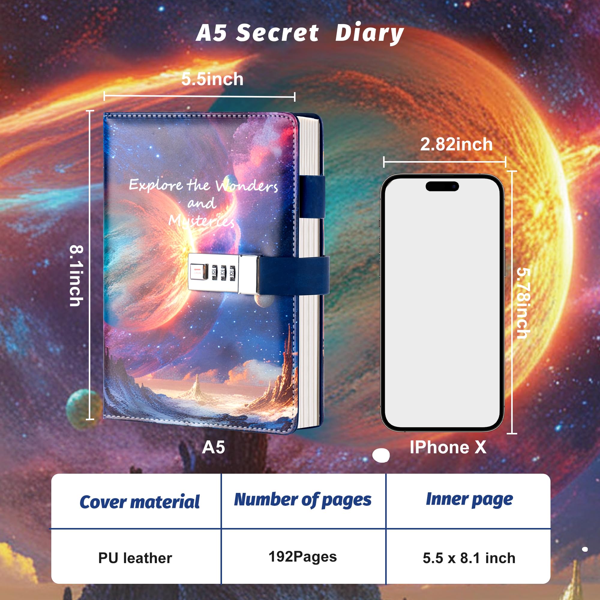 Foto 3 pulgar | Agenda Cagie Con Candado Para Adolescentes A Los Que Les Gusta El Planeta De 14 A 18 Años - Venta Internacional.
