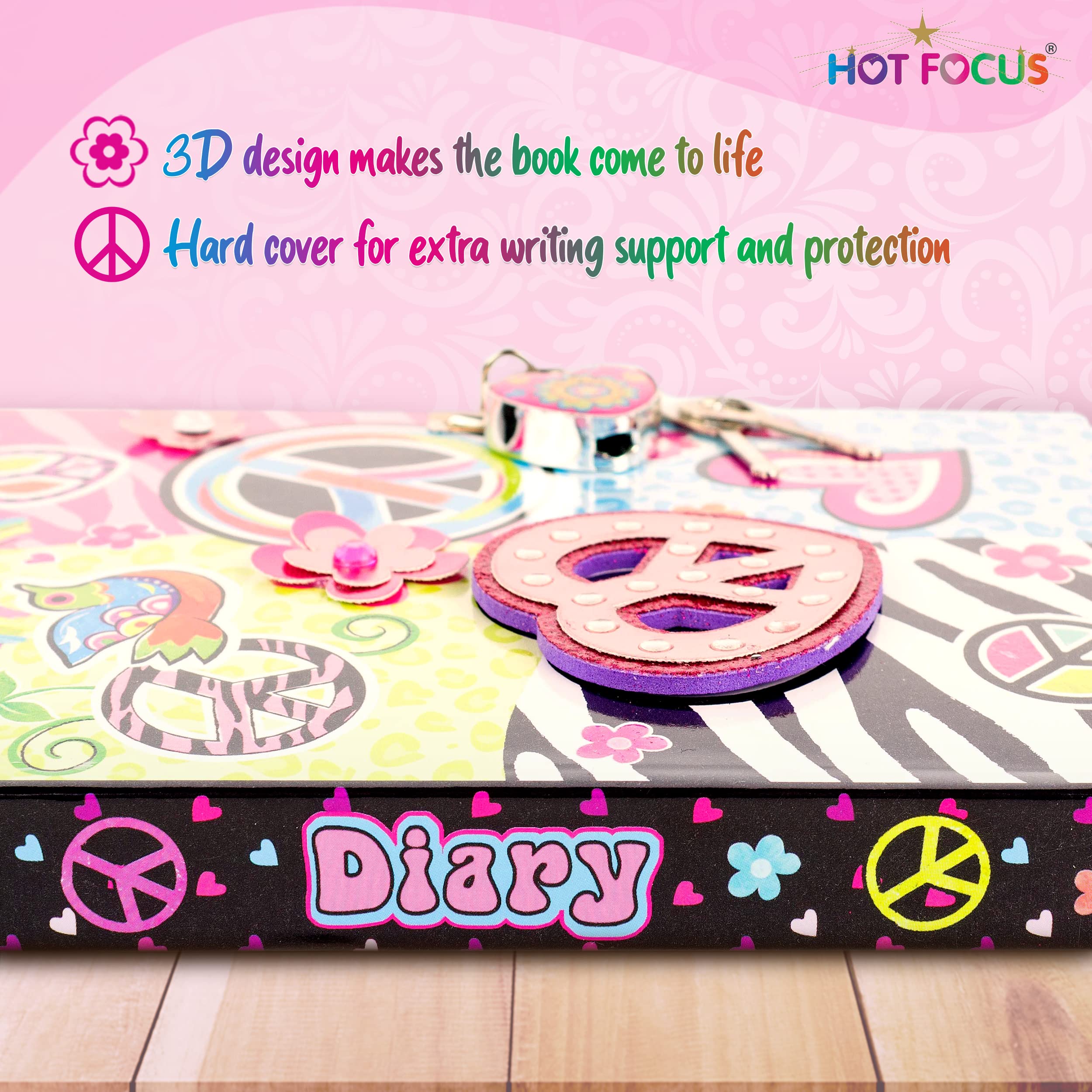 Foto 5 pulgar | Diario Secreto Hot Focus Peace Con Candado, 18 Cm, 300 Páginas - Venta Internacional.