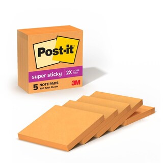 Foto 1 | Sticky Notes Post-it Super Sticky, 3 X 3 Pulgadas, 5 Blocs, Color Naranja - Venta Internacional.