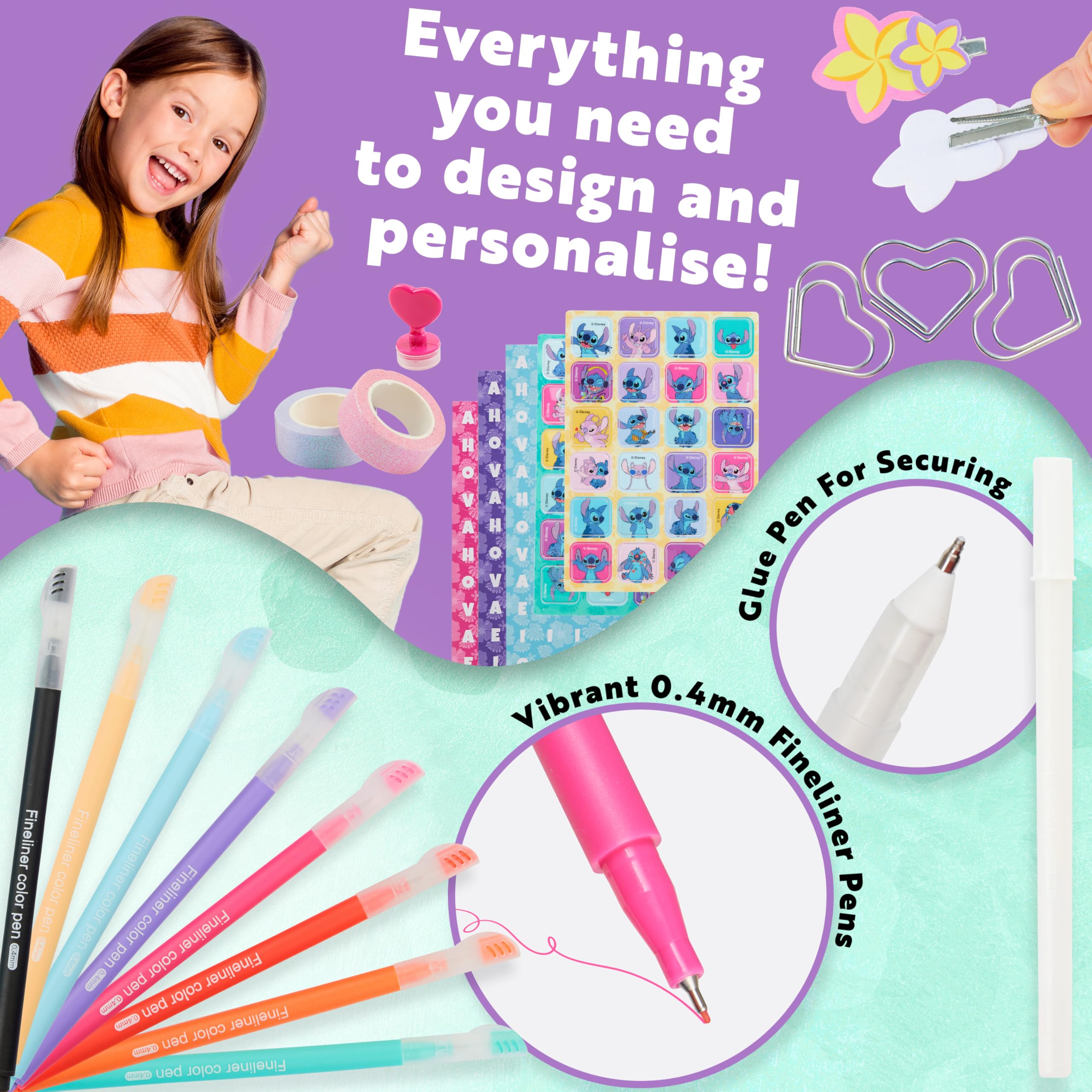 Foto 4 | Kit De Diario De Bricolaje Disney Stitch Para Niñas Y Adolescentes Con Accesorios - Venta Internacional.