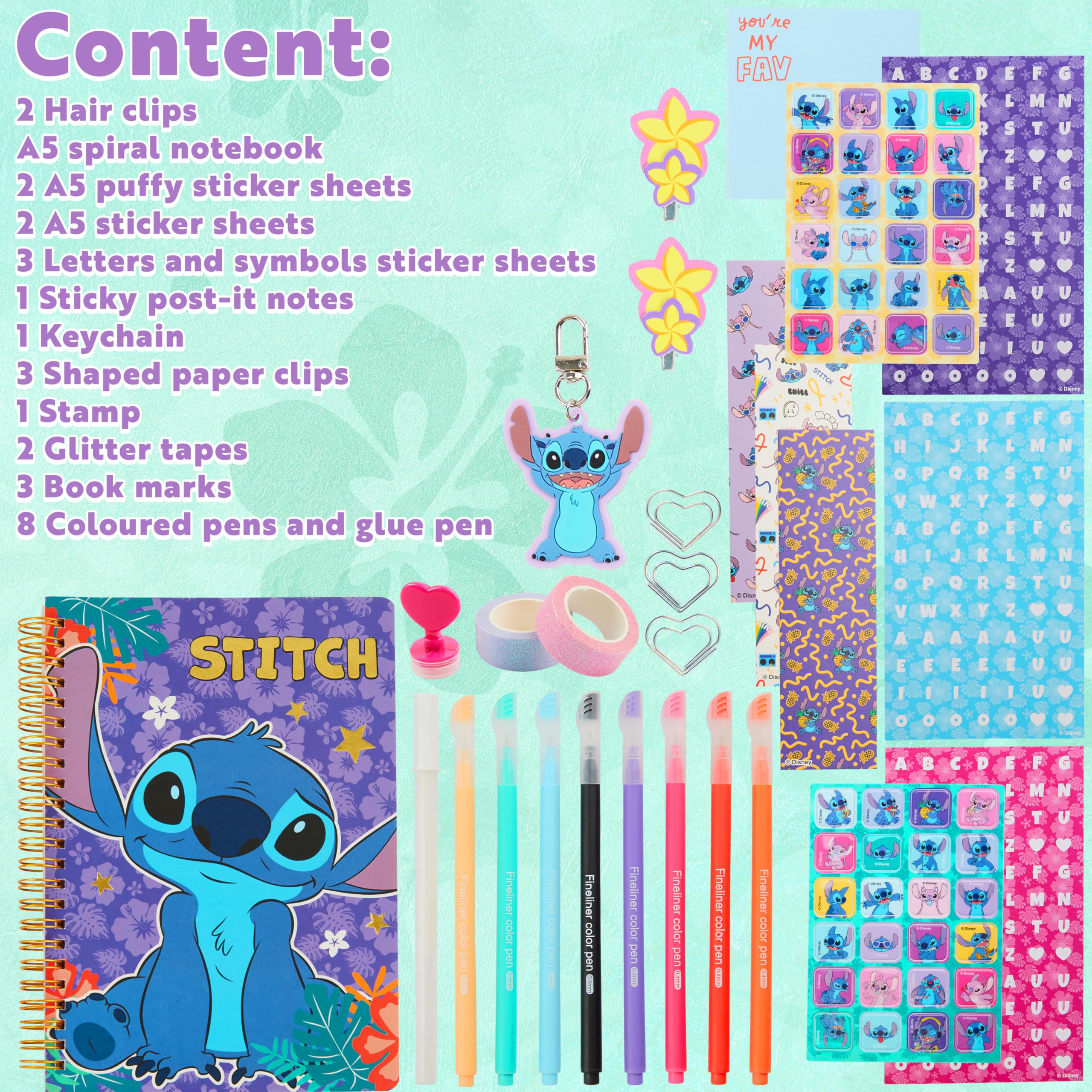Foto 6 | Kit De Diario De Bricolaje Disney Stitch Para Niñas Y Adolescentes Con Accesorios - Venta Internacional.