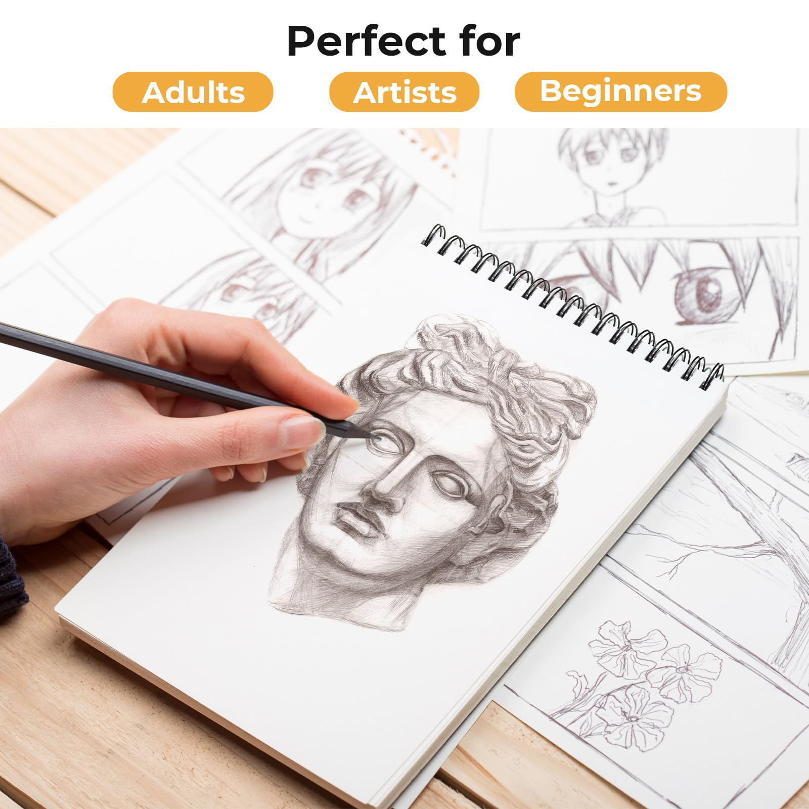 Foto 5 | Cuaderno De Bocetos Ohuhu, Fibra De Bambú, 9 X 12 Cm, 100 Hojas, 110 G/m² - Venta Internacional.