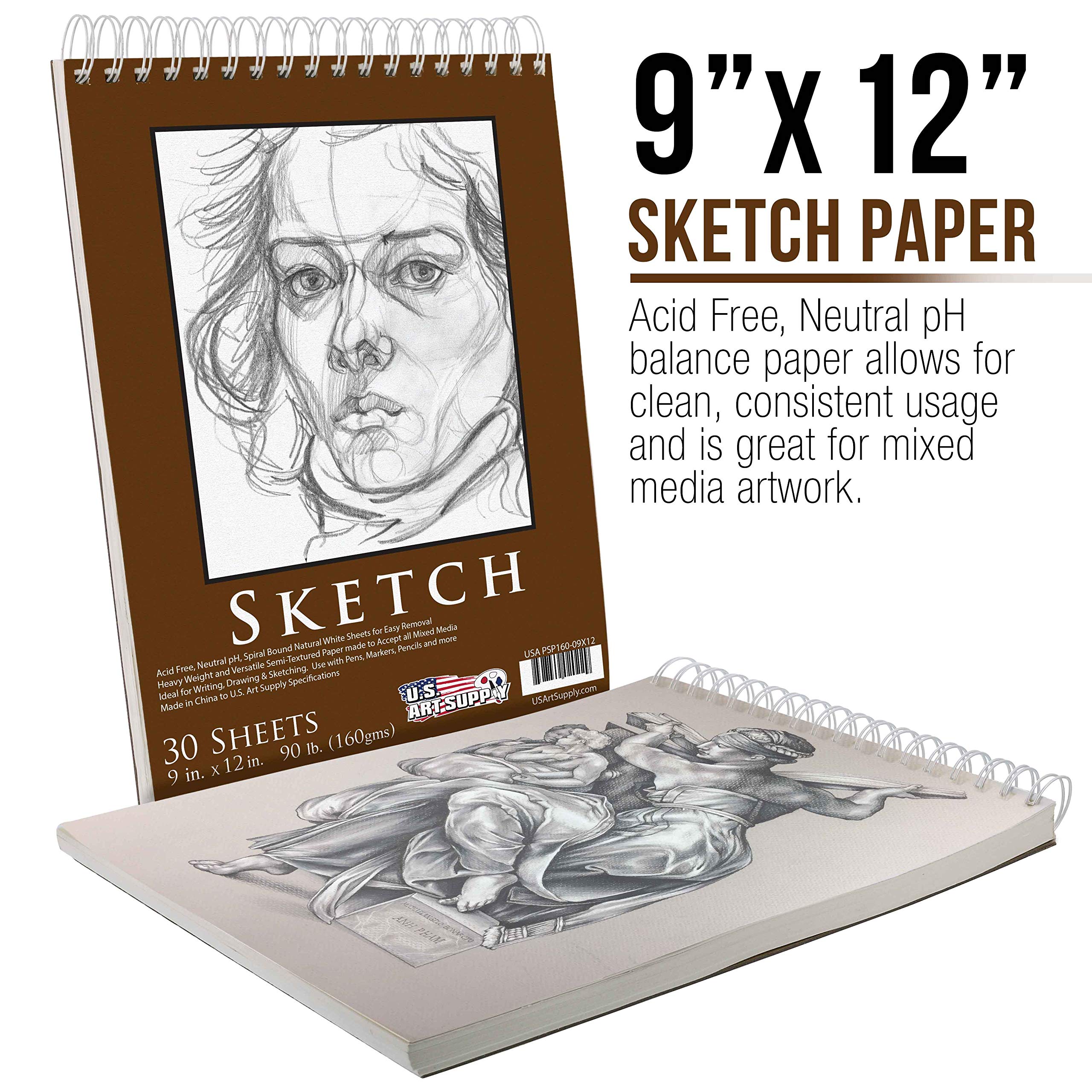 Foto 2 | Bloc De Dibujo U.s. Art Supply, 9 X 12 Unidades, De Alta Calidad, 160 G/m², 30 Hojas - Venta Internacional.