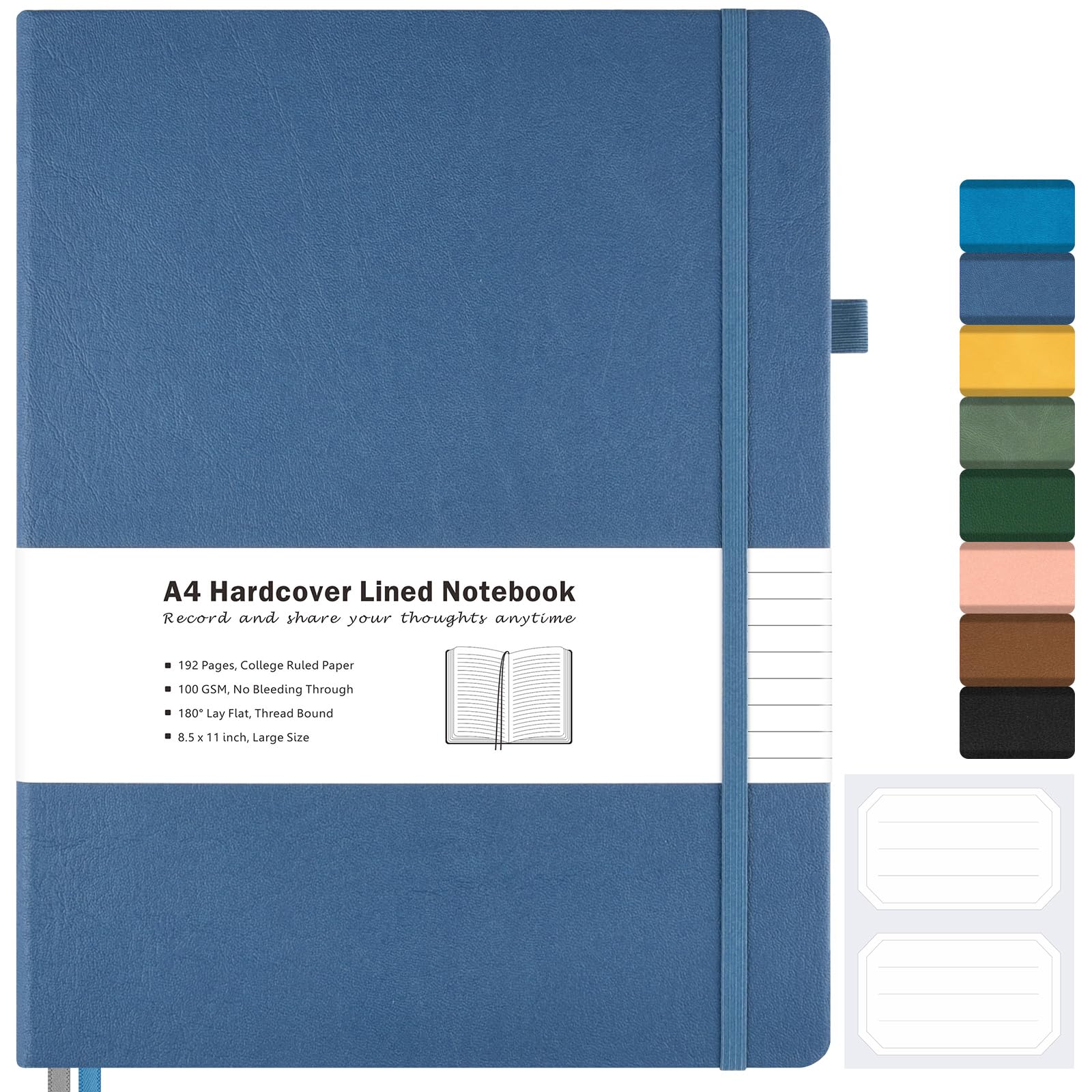 Foto 1 | Libreta Maleden College Riled A4 De Piel, Tapa Dura, Color Azul - Venta Internacional.