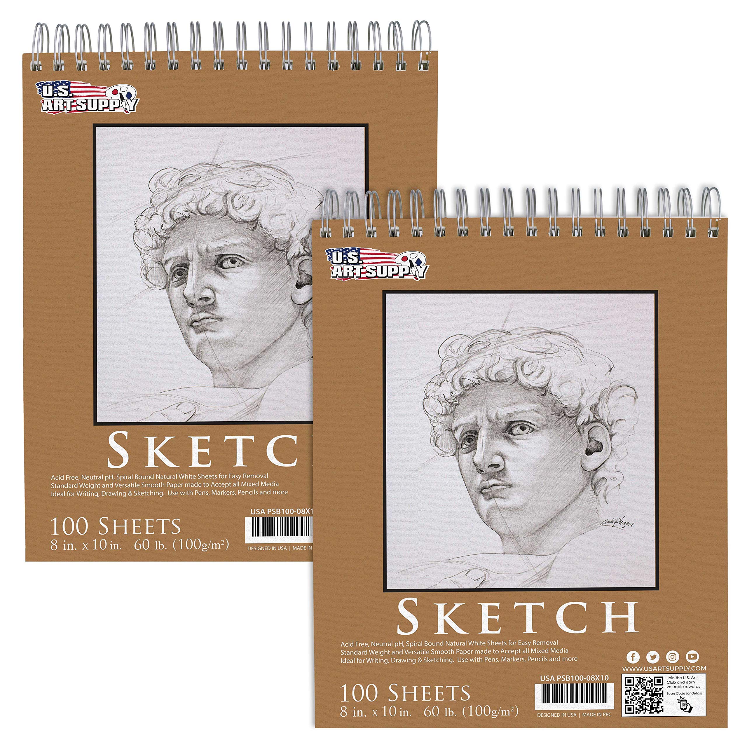 Foto 2 pulgar | Bloc Para Cuaderno De Bocetos U.s. Art Supply, Con La Parte Superior, Espiral, 8 X 10 Pulgadas, 100 Hojas - Vent