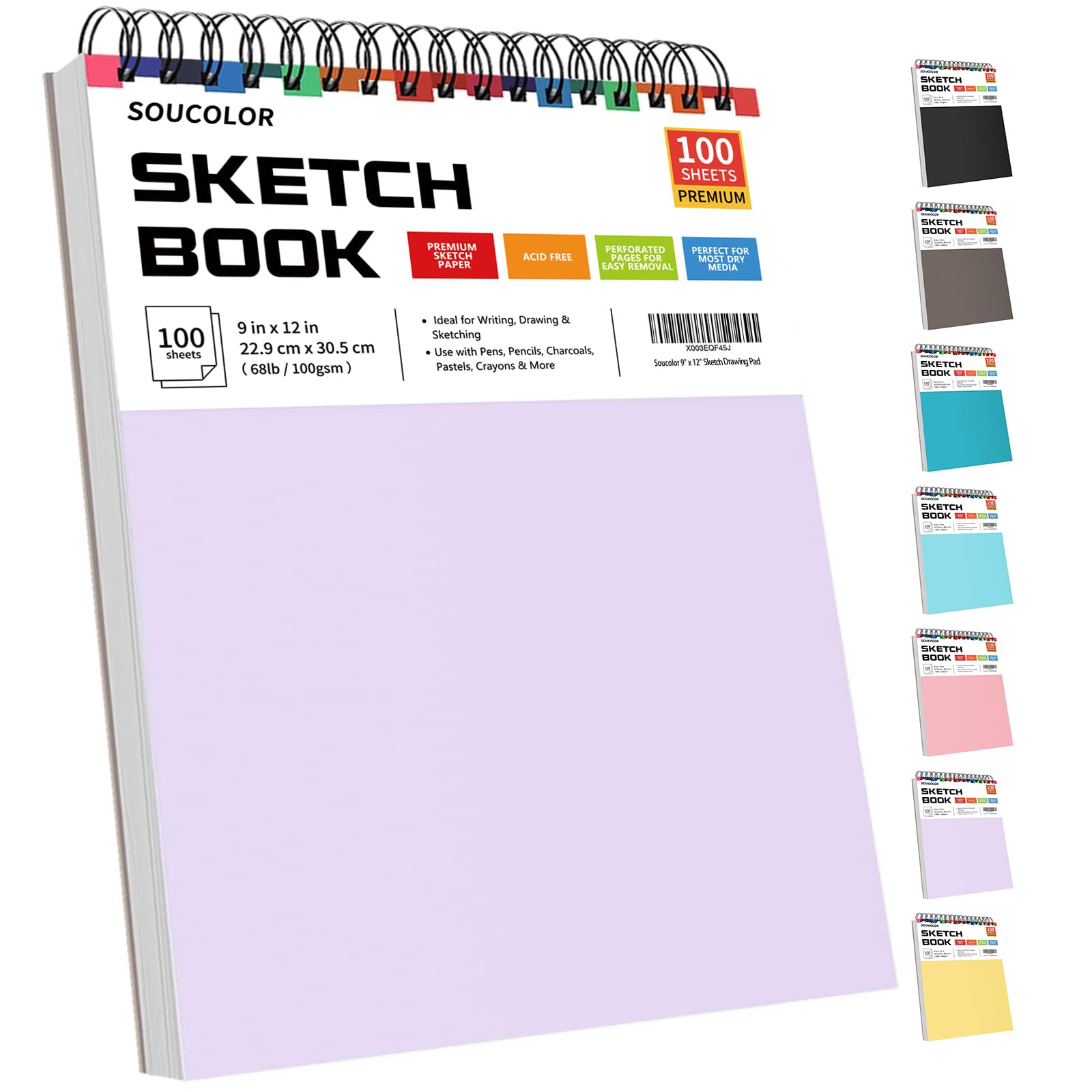 Foto 1 | Cuaderno De Bocetos Soucolor Aesthetic, 9 X 12 Cm, 100 Hojas, Color Morado - Venta Internacional.