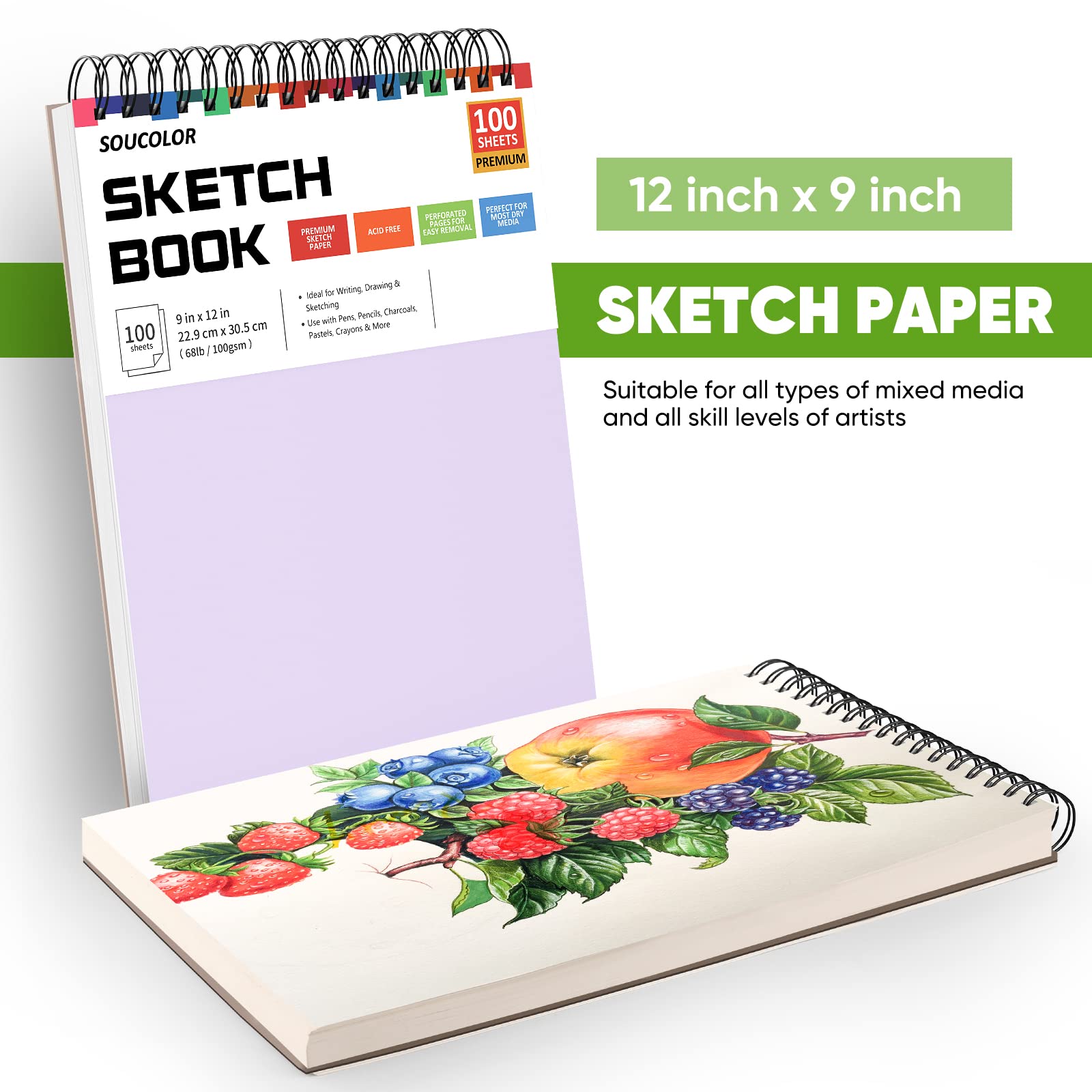Foto 6 | Cuaderno De Bocetos Soucolor Aesthetic, 9 X 12 Cm, 100 Hojas, Color Morado - Venta Internacional.