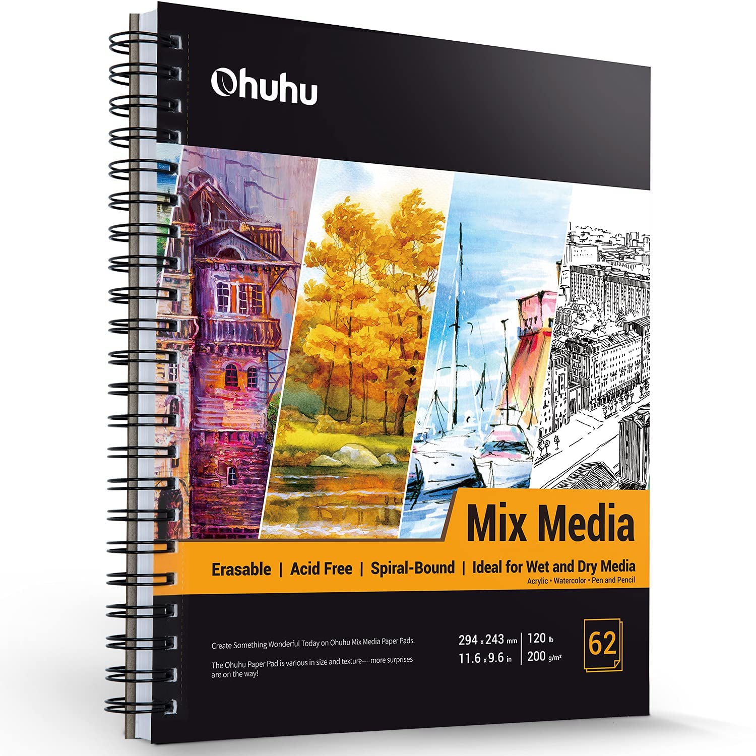 Foto 2 pulgar | Cuaderno De Bocetos Ohuhu, Técnica Mixta, 11,6 X 9,6 Cm, 62 Hojas, 200 G/m² - Venta Internacional.