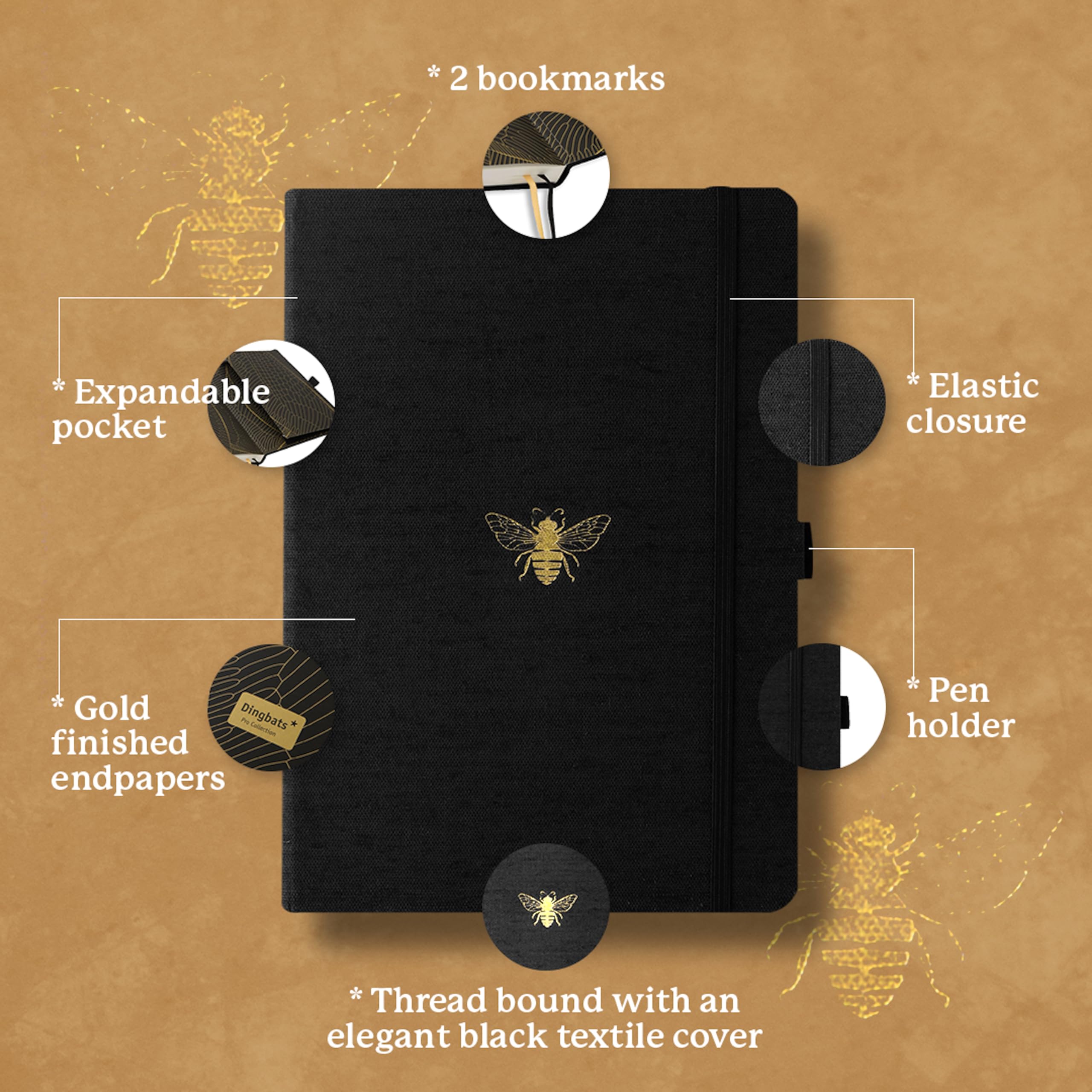 Foto 4 pulgar | Funda Textil Negra Para Notebook Dingbats* Pro Dotted Large B5 - Venta Internacional.