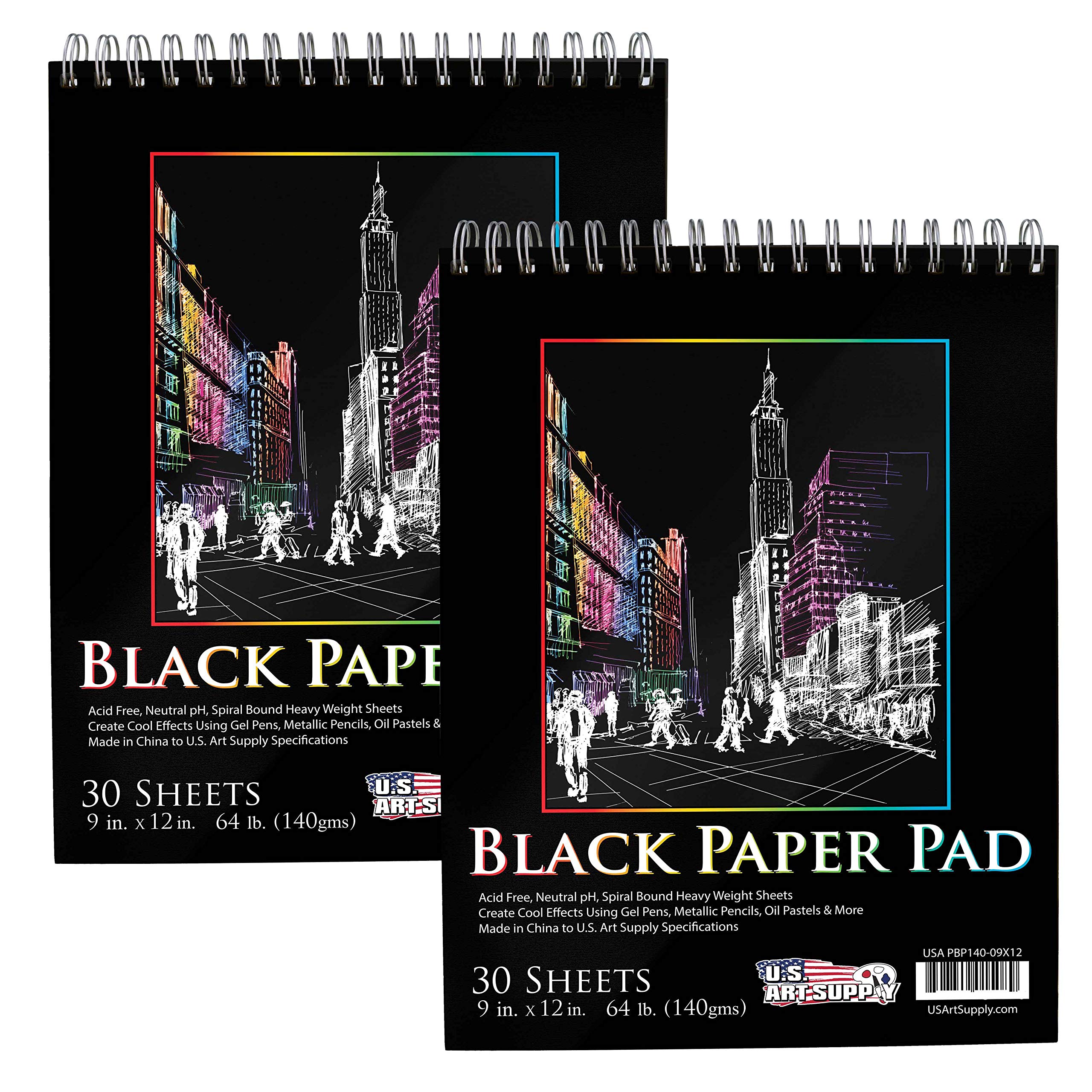 Foto 2 pulgar | Bloc De Dibujo U.s. Art Supply Premium, Negro, 9 X 12 Pulgadas, 140 G/m², Paquete De 2 - Venta Internacional.