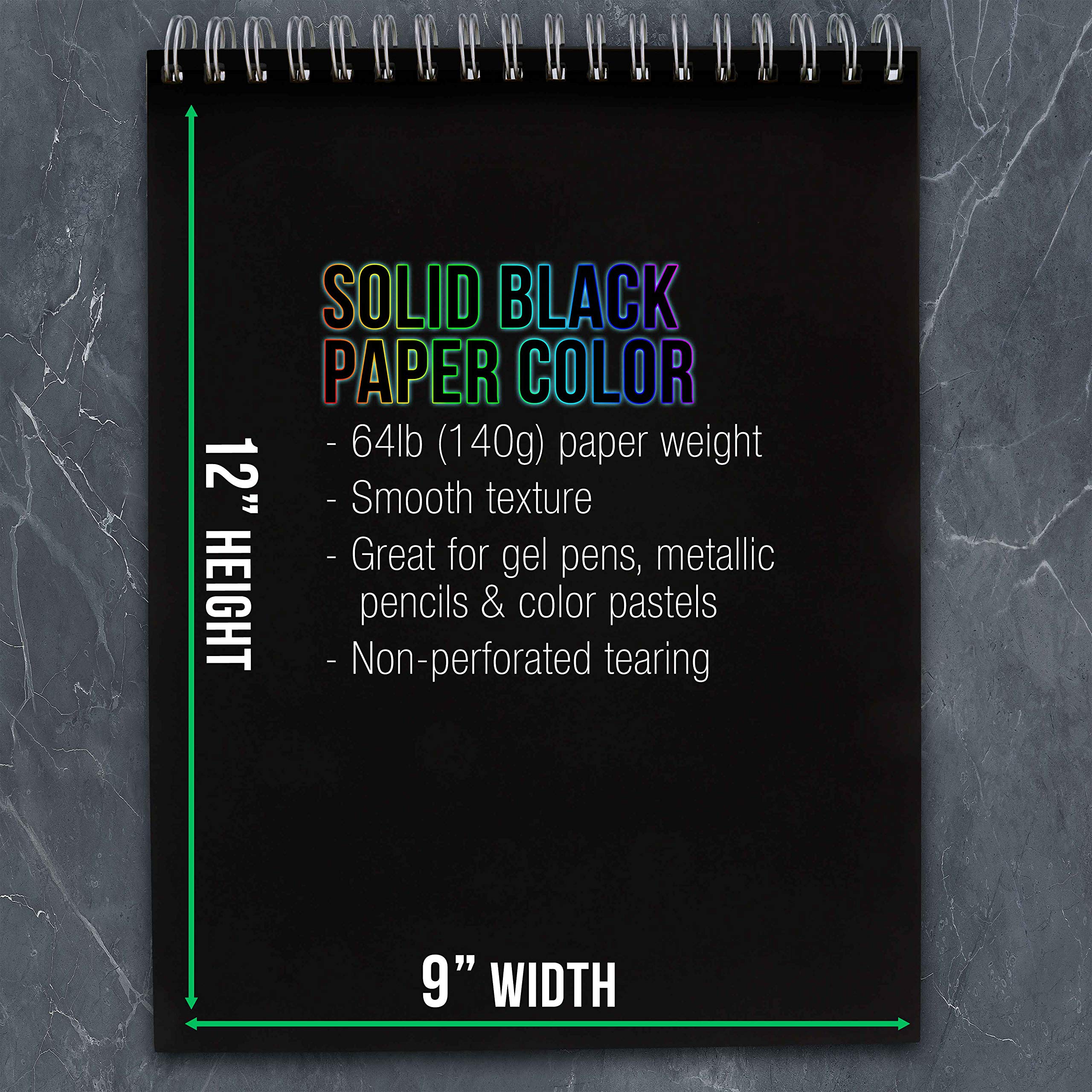 Foto 4 pulgar | Bloc De Dibujo U.s. Art Supply Premium, Negro, 9 X 12 Pulgadas, 140 G/m², Paquete De 2 - Venta Internacional.