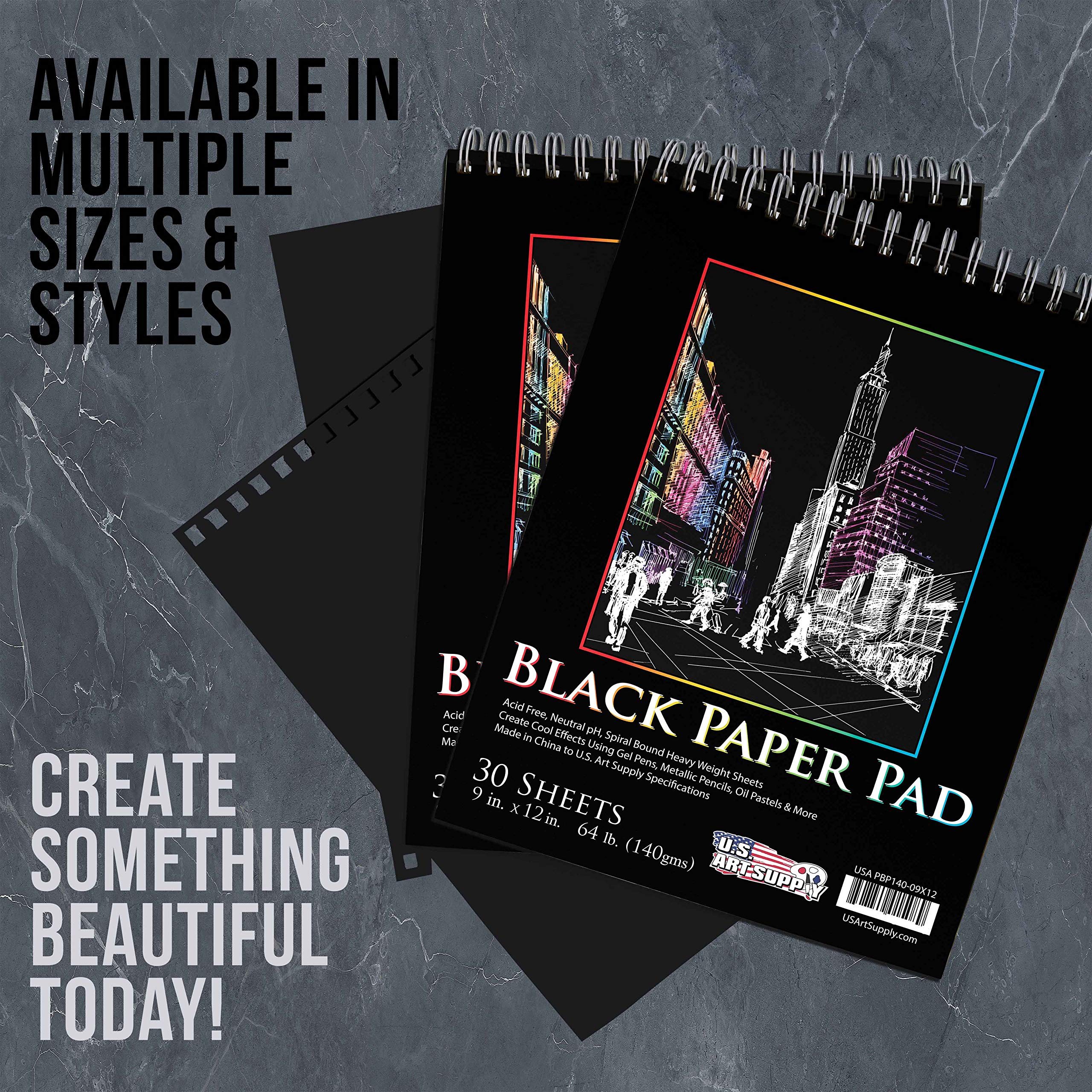 Foto 5 | Bloc De Dibujo U.s. Art Supply Premium, Negro, 9 X 12 Pulgadas, 140 G/m², Paquete De 2 - Venta Internacional.
