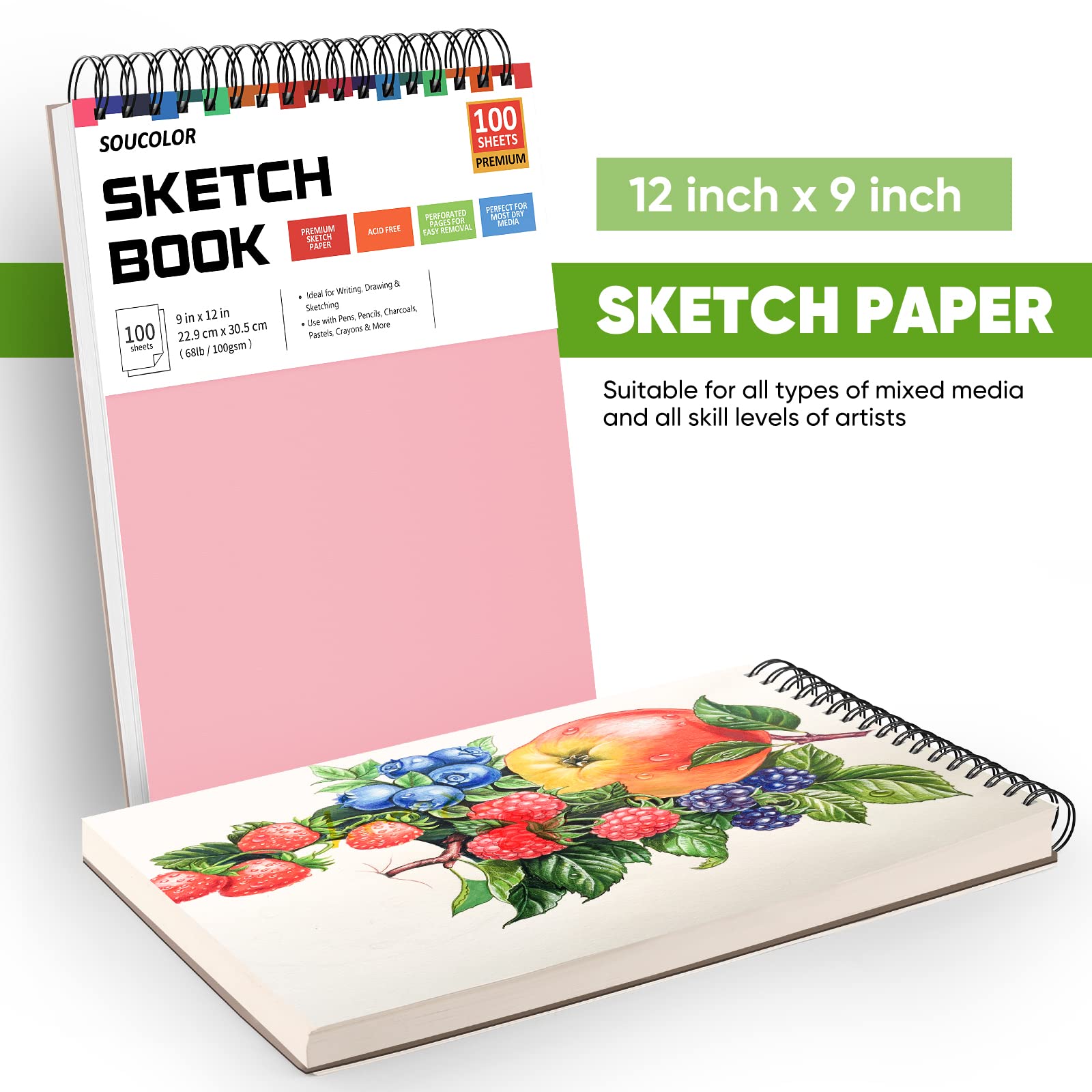 Foto 7 pulgar | Cuaderno De Bocetos Soucolor Cute, 23 X 30 Cm, 100 Hojas Para Mujer - Venta Internacional.
