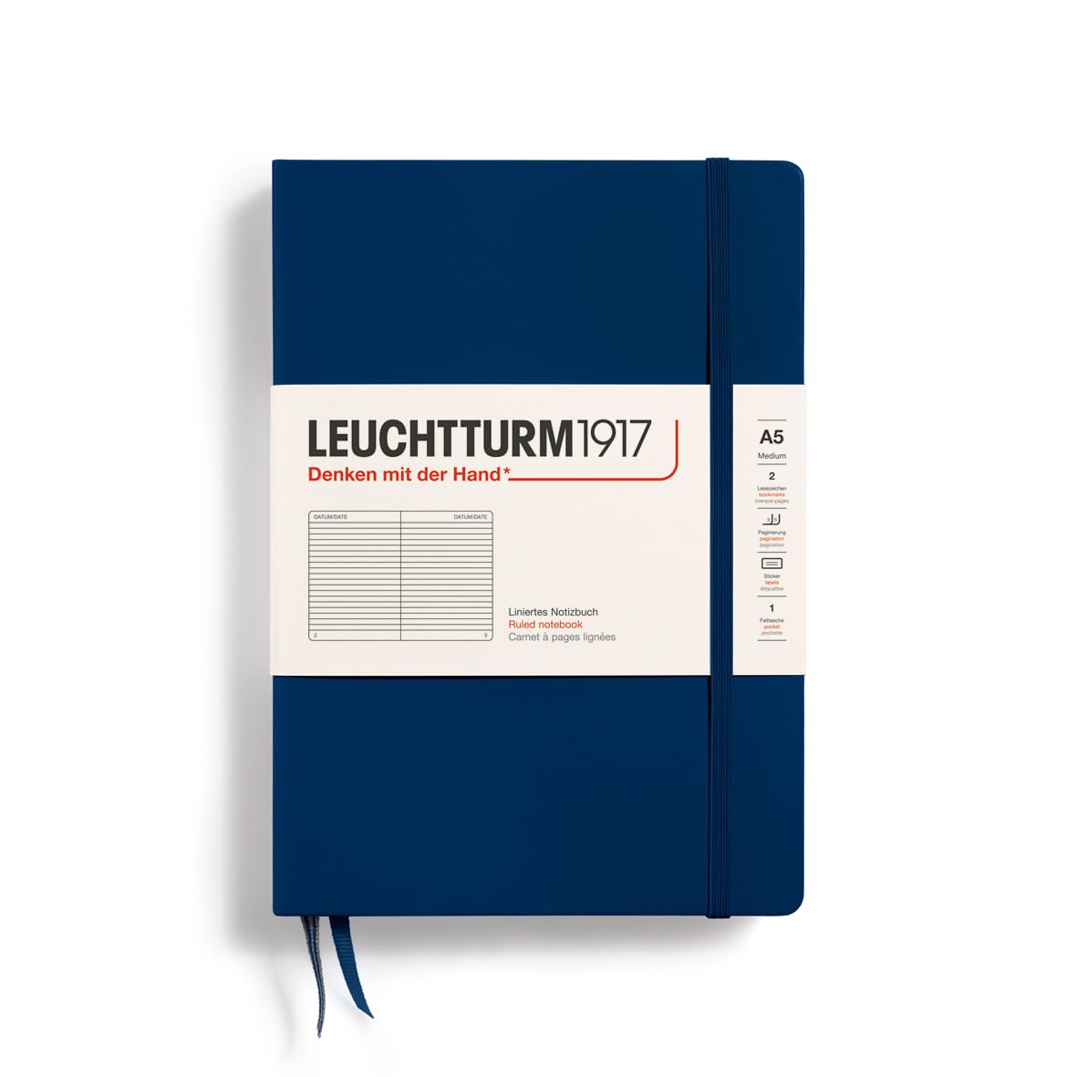 Foto 2 pulgar | Cuaderno Leuchtturm1917, Tapa Dura, Tamaño Mediano, A5, 251 Páginas, Azul Marino - Venta Internacional.
