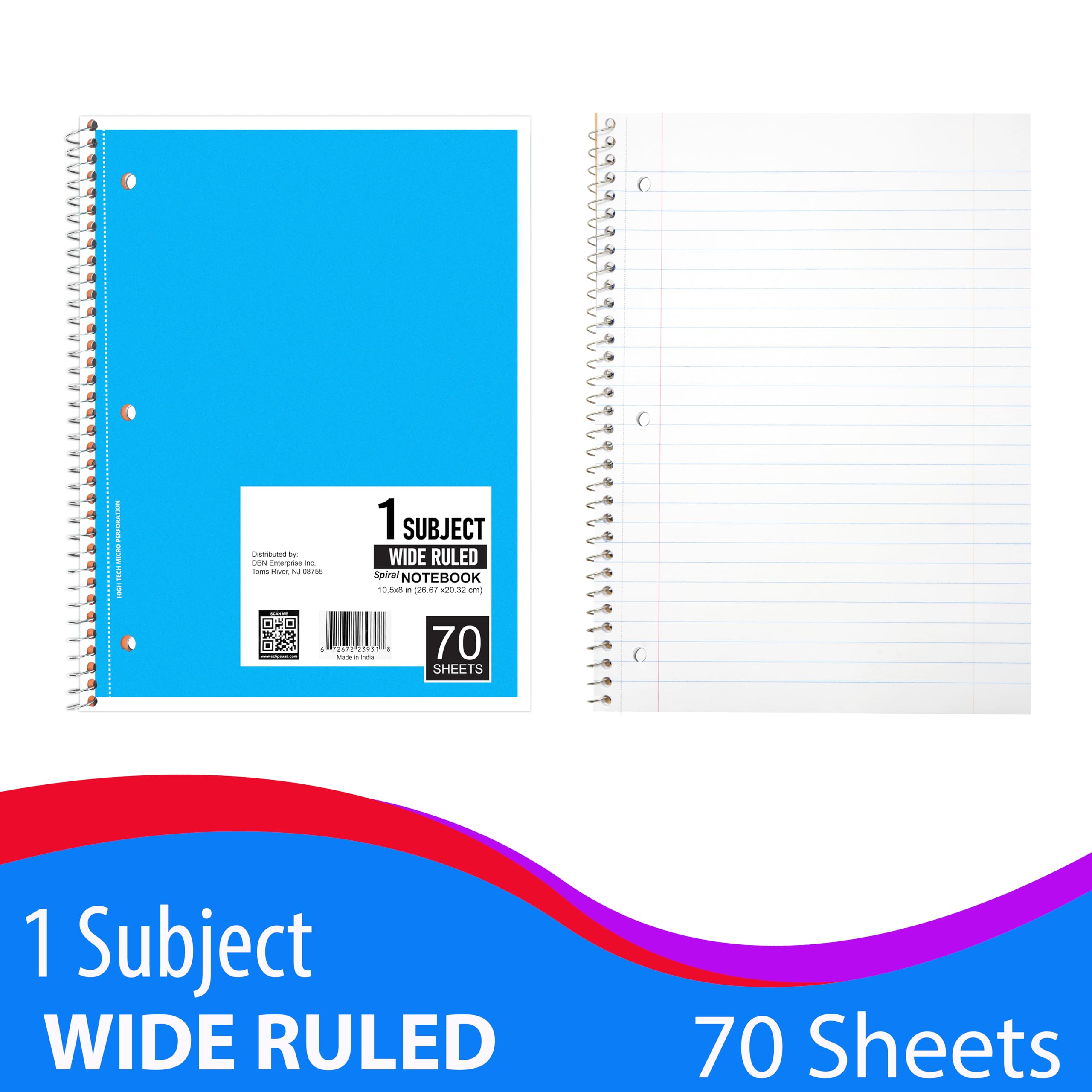 Foto 3 pulgar | Cuaderno Veeboost En Espiral Con Rayas Anchas, 70 Hojas, 6 Colores, 48 - Venta Internacional.