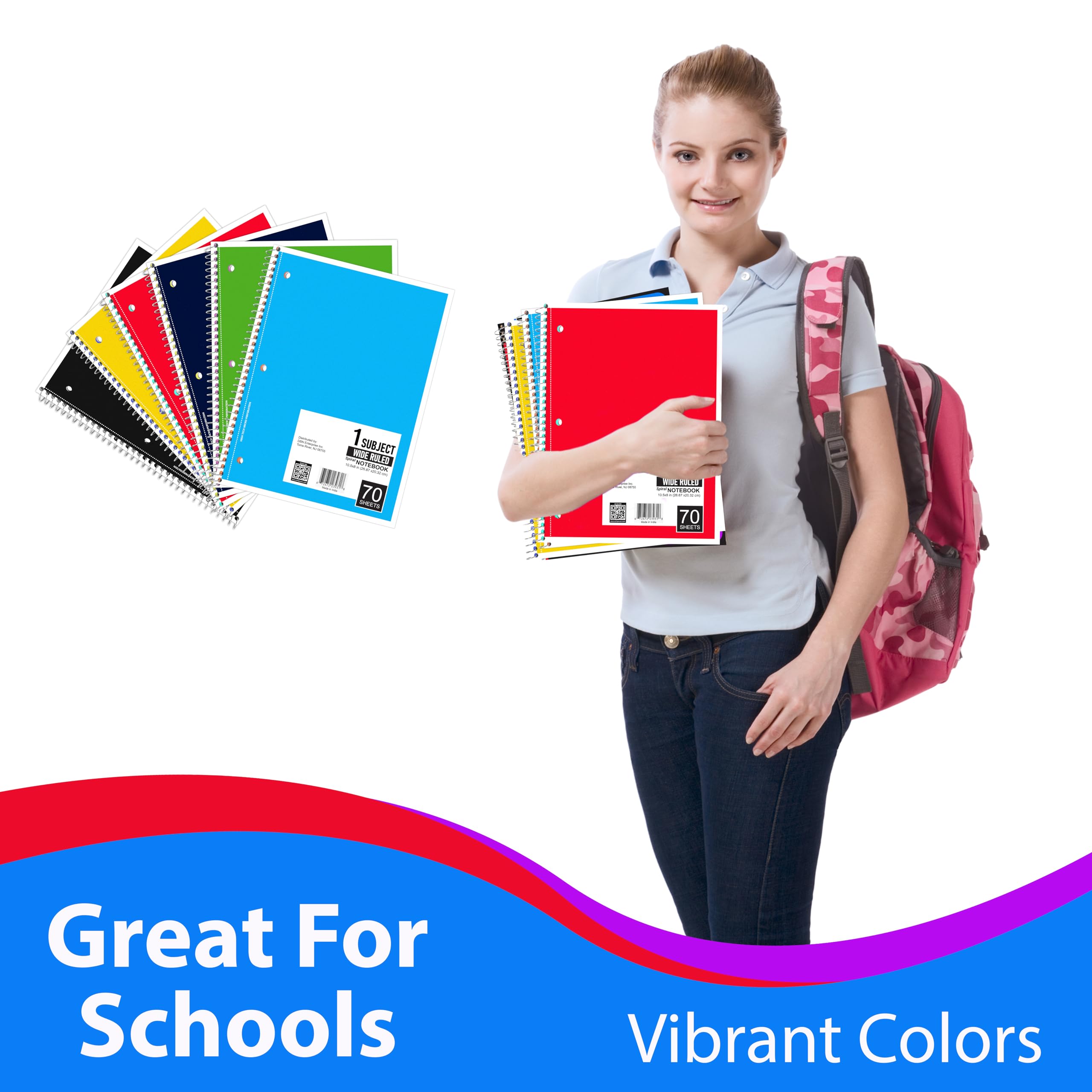 Foto 4 pulgar | Cuaderno Veeboost En Espiral Con Rayas Anchas, 70 Hojas, 6 Colores, 48 - Venta Internacional.