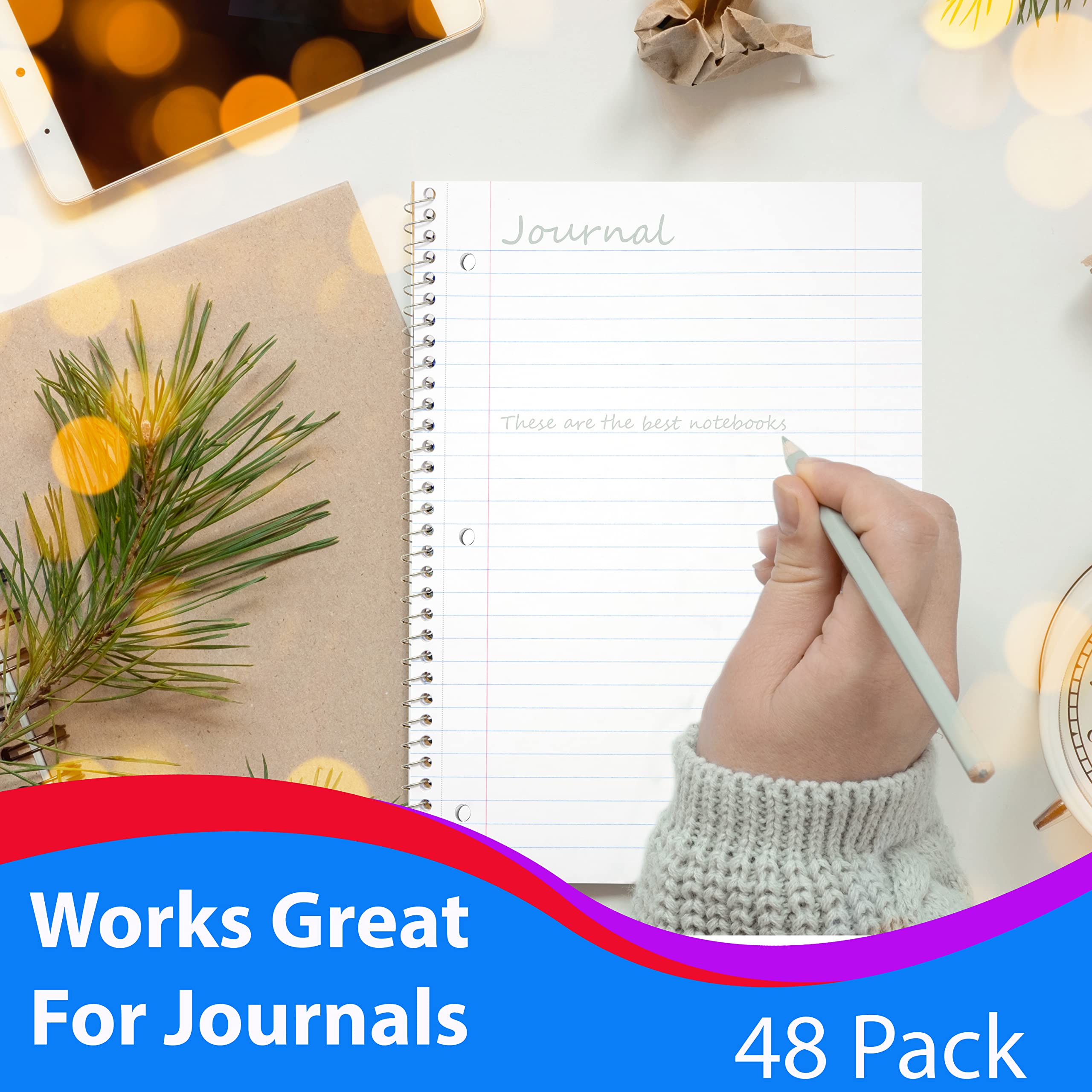 Foto 6 pulgar | Cuaderno Veeboost En Espiral Con Rayas Anchas, 70 Hojas, 6 Colores, 48 - Venta Internacional.