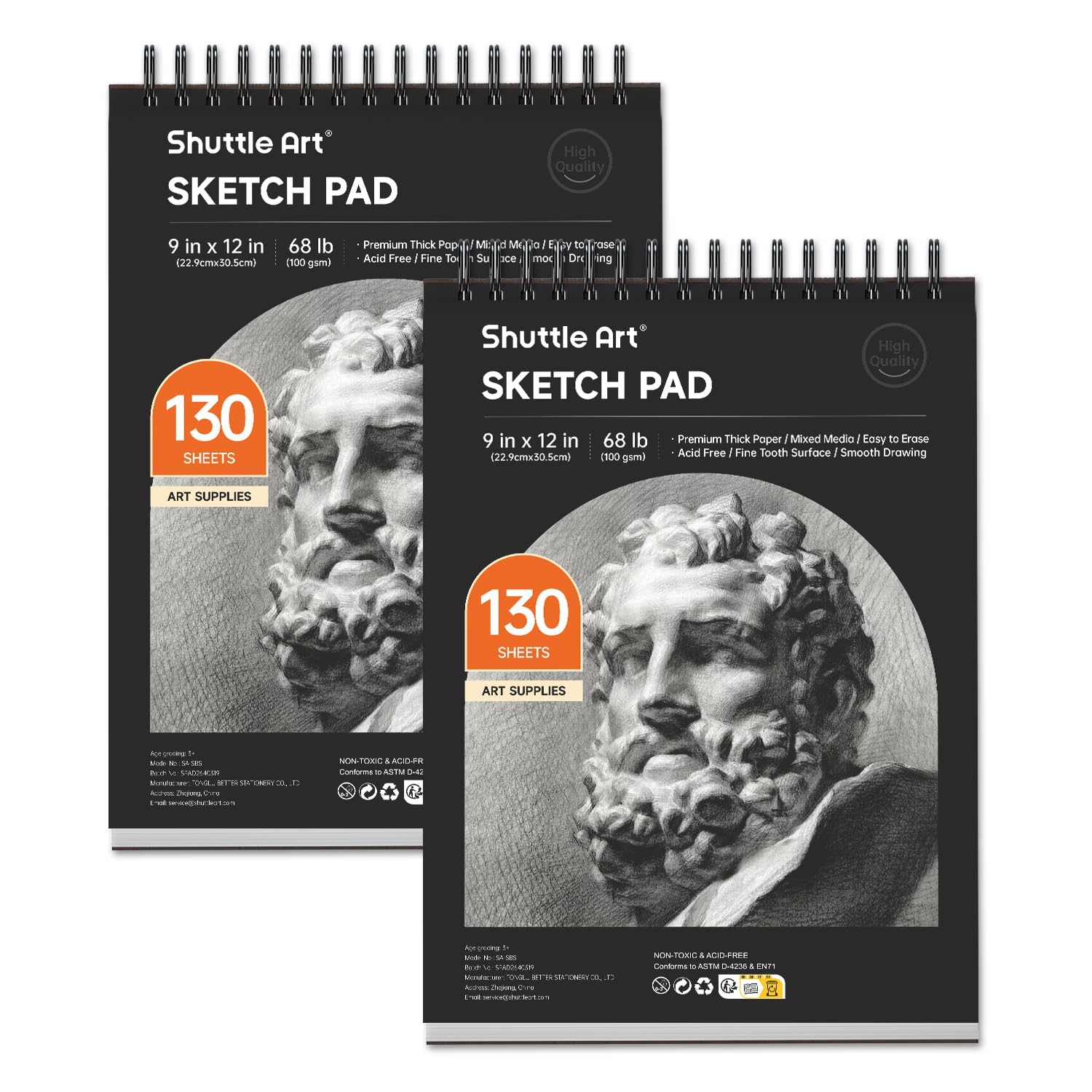 Foto 1 | Bloc De Dibujo Shuttle Art, 23 X 30 Cm, 260 Hojas, 100 G/m², Paquete De 2 - Venta Internacional.