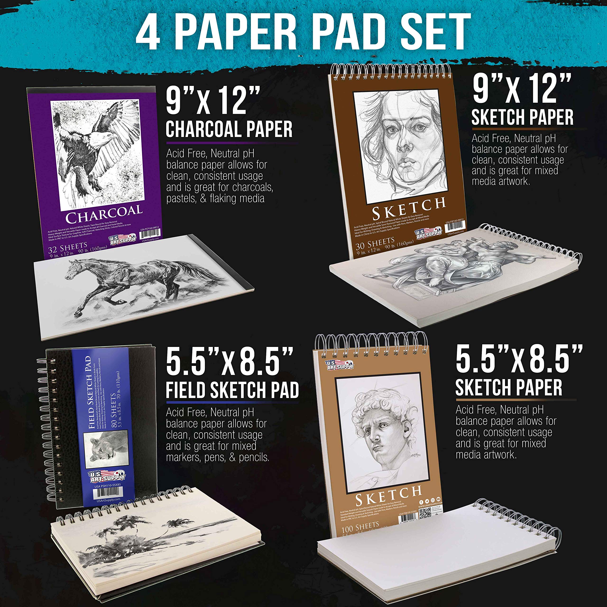 Foto 4 pulgar | Bloques De Papel Para Dibujar Y Dibujar, Material De Arte Estadounidense, Juego De 4 - Venta Internacional.