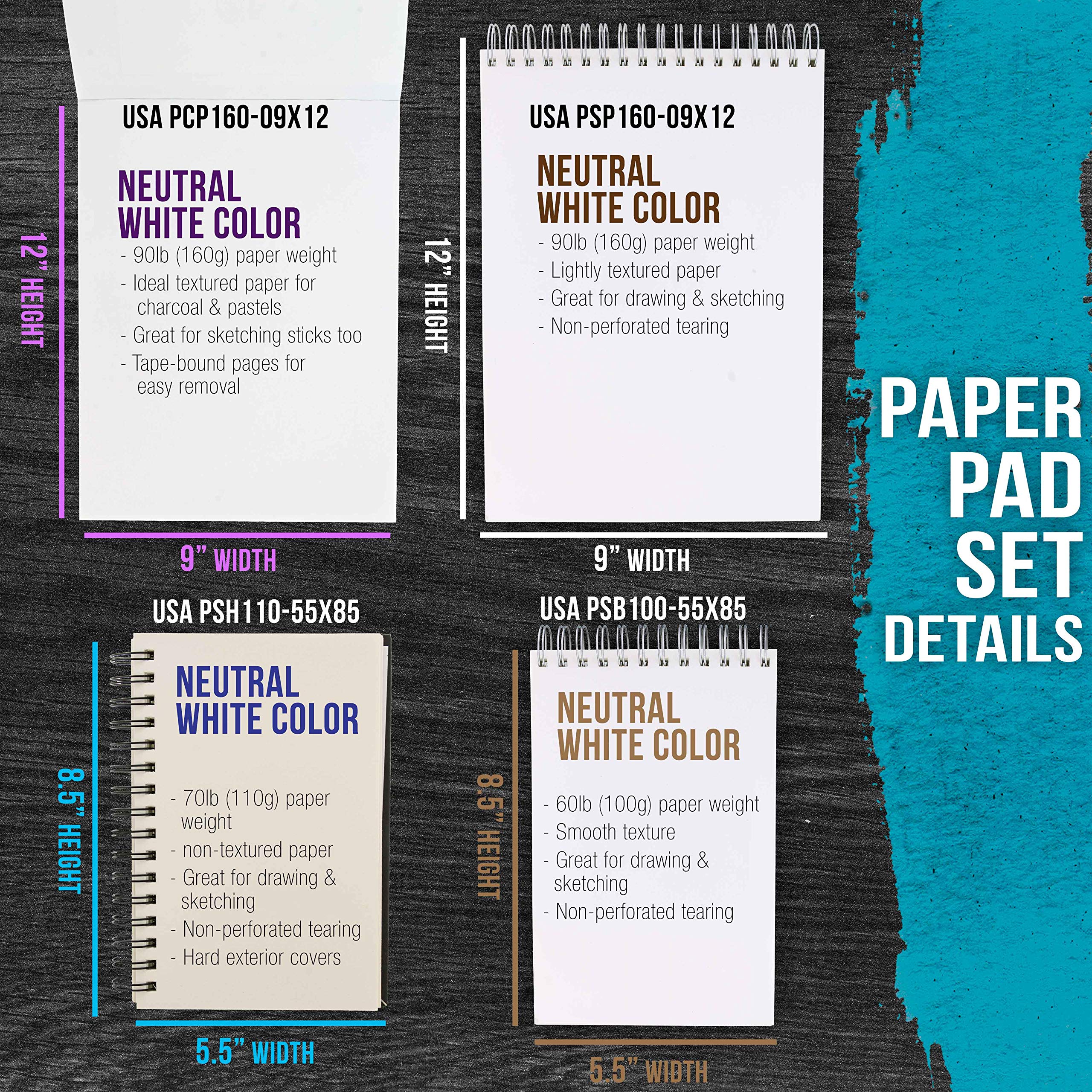 Foto 4 | Bloques De Papel Para Dibujar Y Dibujar, Material De Arte Estadounidense, Juego De 4 - Venta Internacional.