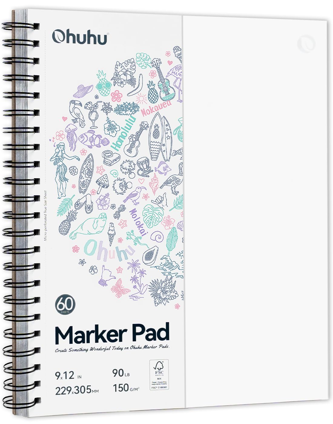 Foto 2 pulgar | Rotulador Ohuhu Art, Cuaderno De Bocetos, 9 X 12, 150 G/m², 60 Hojas - Venta Internacional.