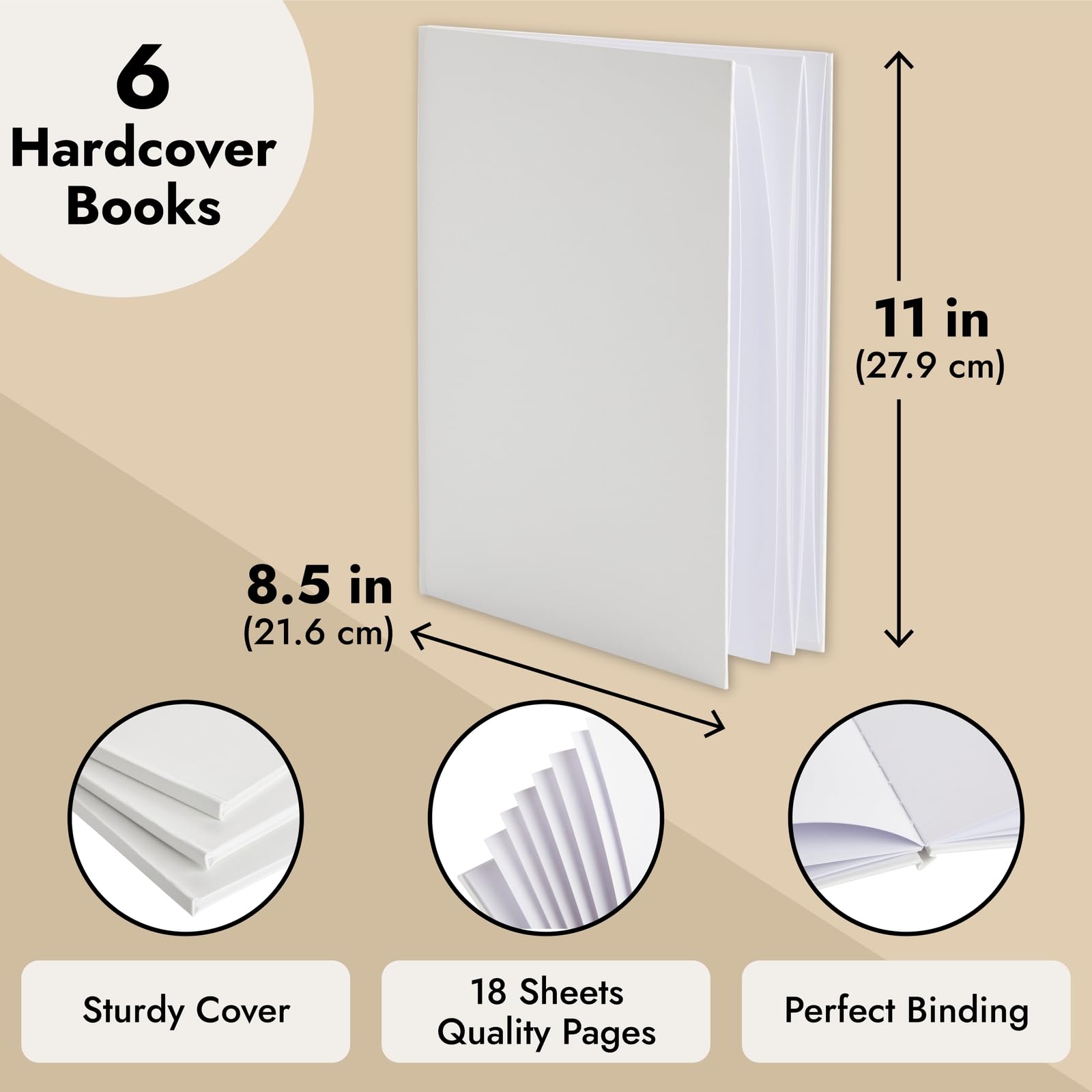 Foto 4 | Libros De Tapa Dura En Blanco, Paper Junkie, 8.5 X 11 Pulgadas, 36 Páginas, Paquete De 6 - Venta Internacional.