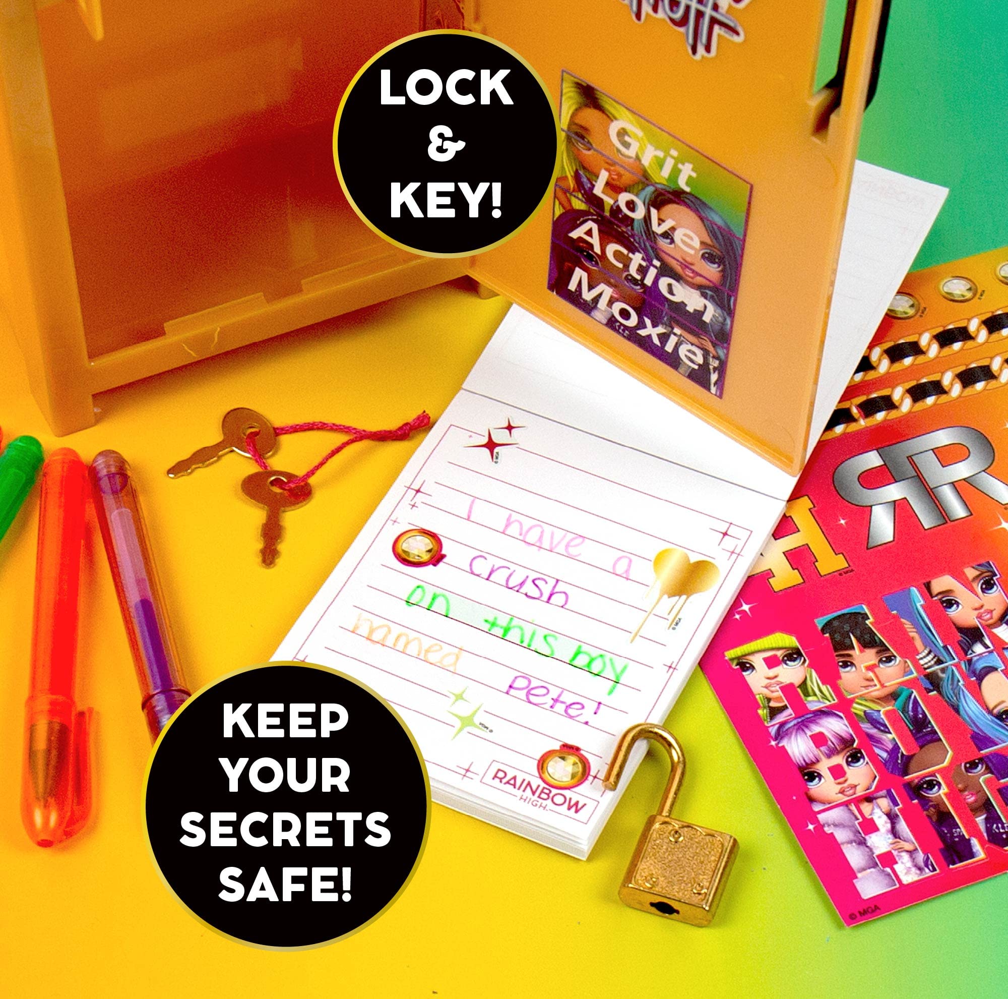 Foto 3 | Set De Papelería Rainbow High Secret Locker Con Bloc De Notas Y Bolígrafos - Venta Internacional.