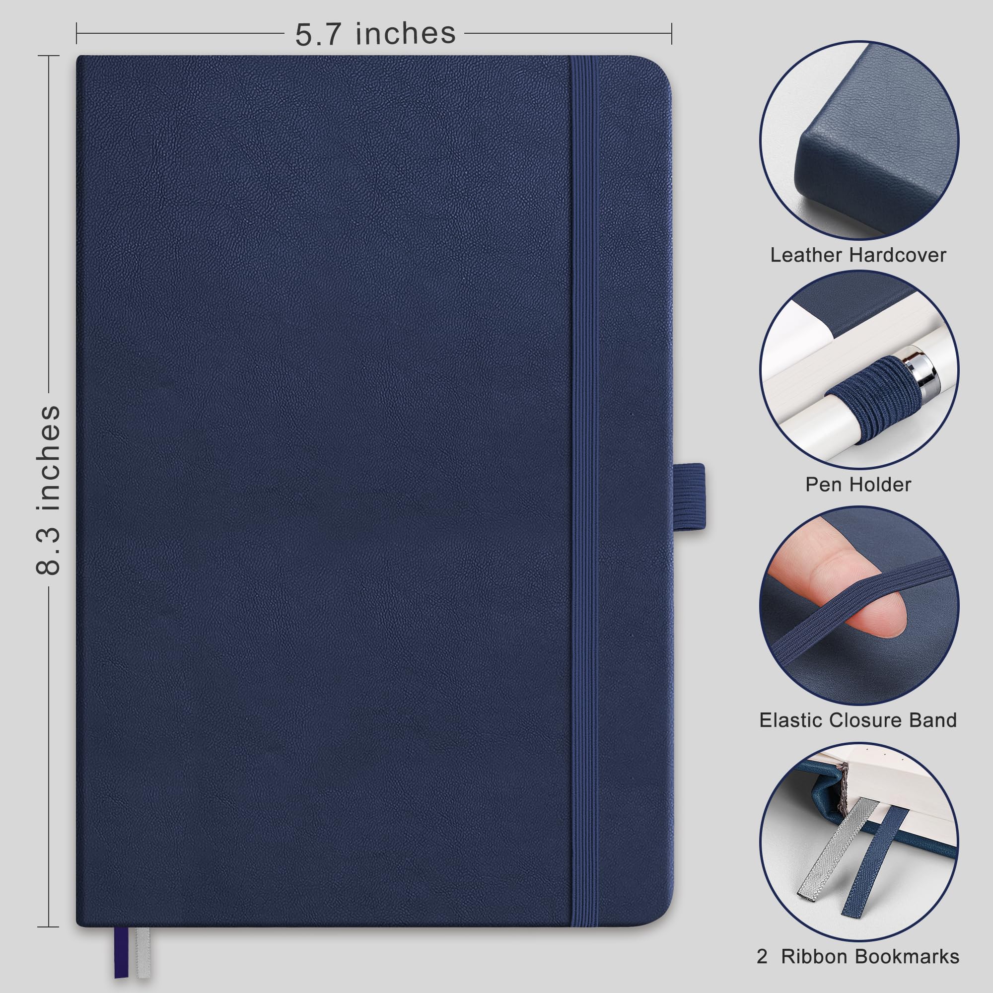 Foto 2 | Cuaderno Rettacy Bullet Dotted A5 Con 256 Páginas, Color Azul Marino - Venta Internacional.