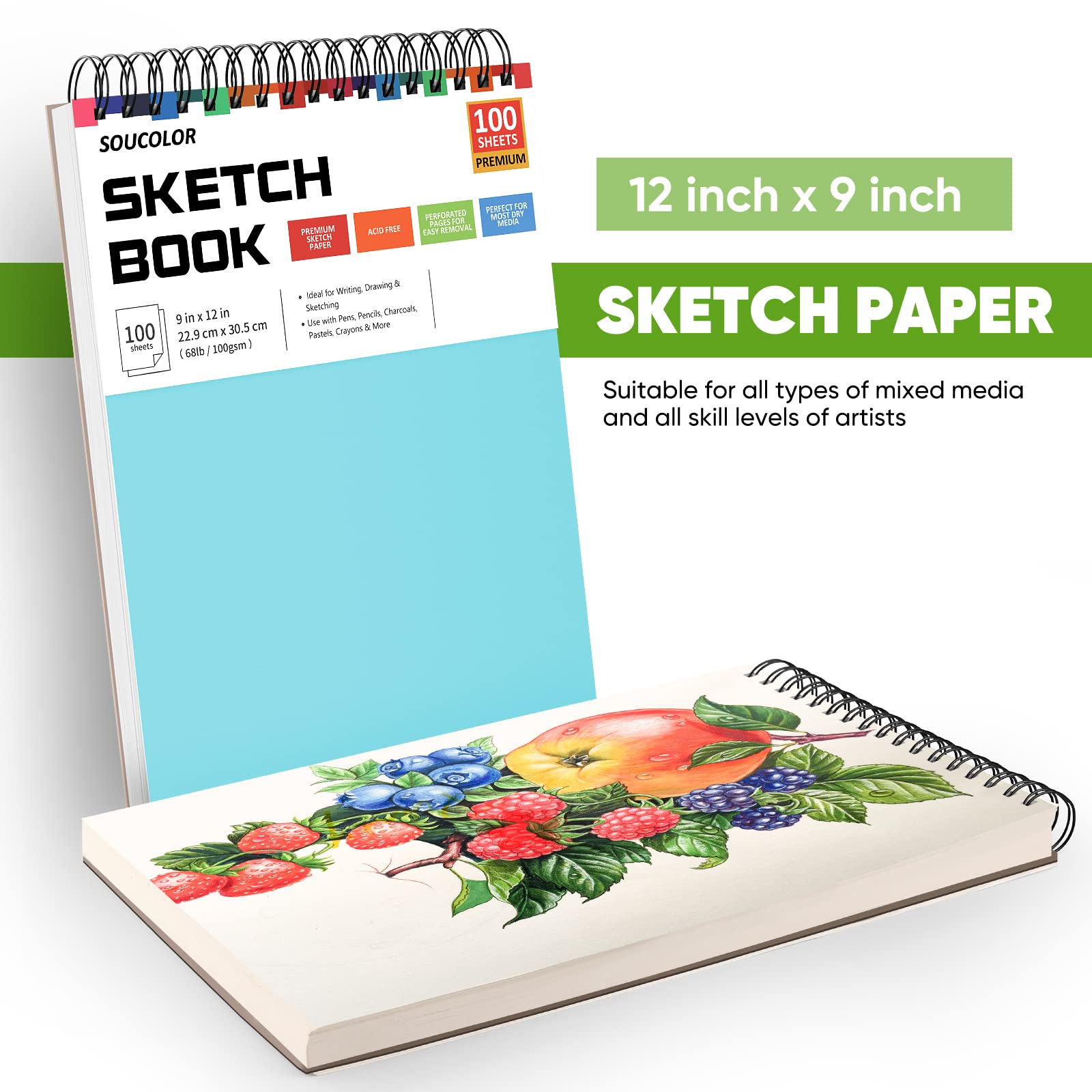 Foto 6 | Set De Dibujo Soucolor, Cuaderno De Bocetos De 9 X 12 Cm, 100 Hojas - Venta Internacional.